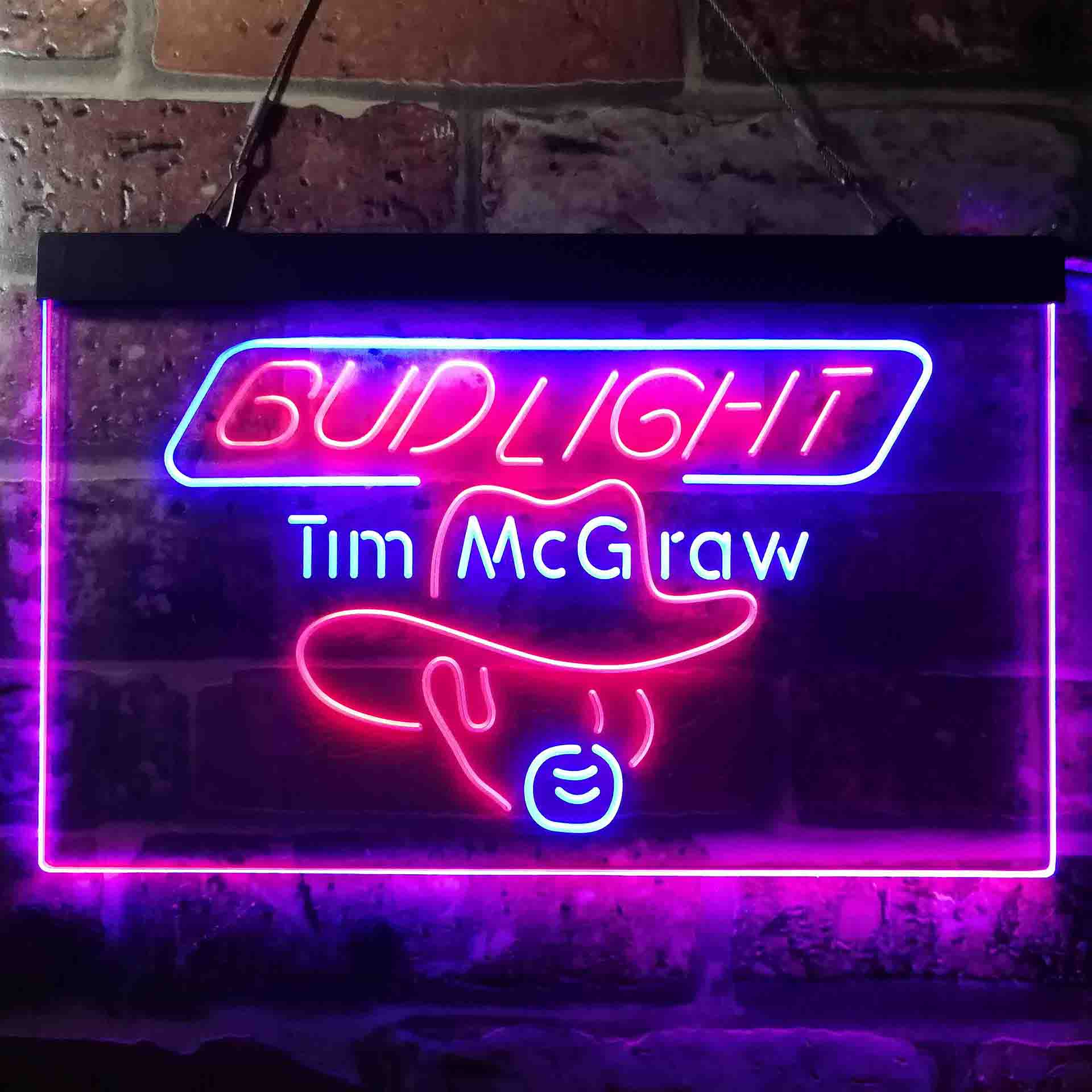 Bud Tim McGraw Beer Bar Neon LED Sign