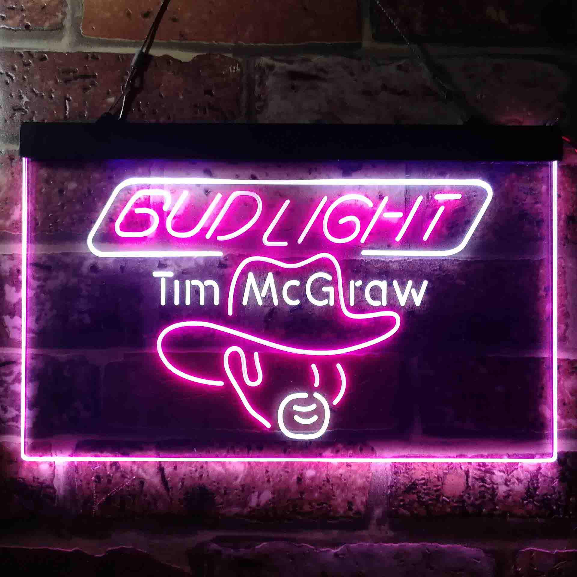 Bud Tim McGraw Beer Bar Neon LED Sign