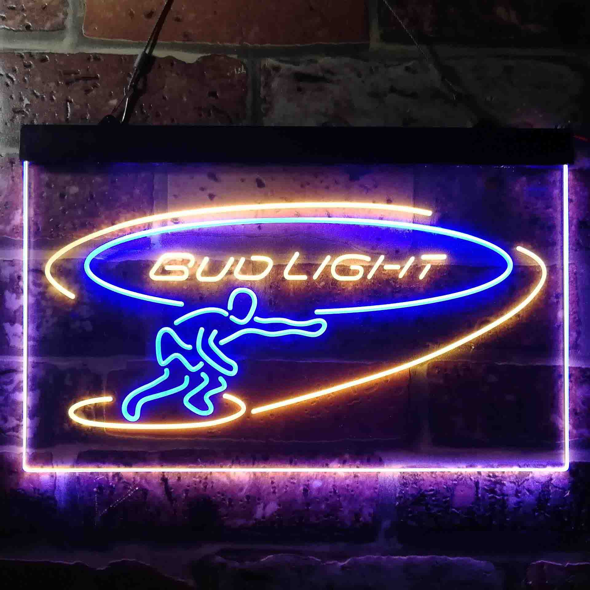 Bud Light Surf Snowboarder Neon LED Sign