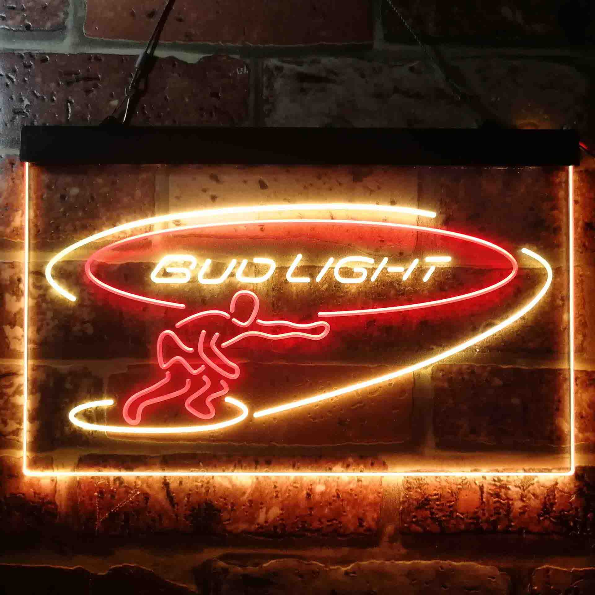 Bud Light Surf Snowboarder Neon LED Sign