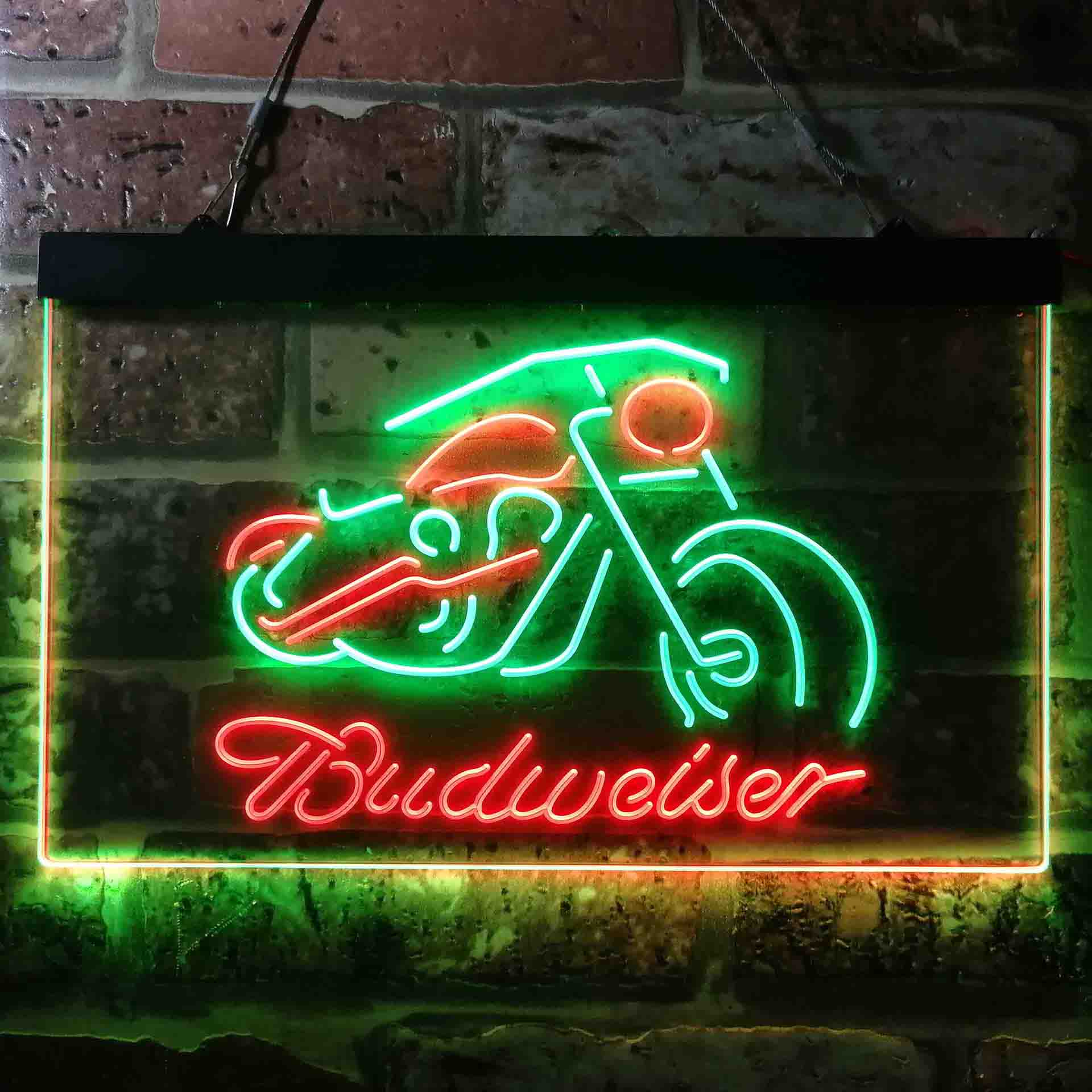 Budweiser Motorcycle Garage Neon LED Sign