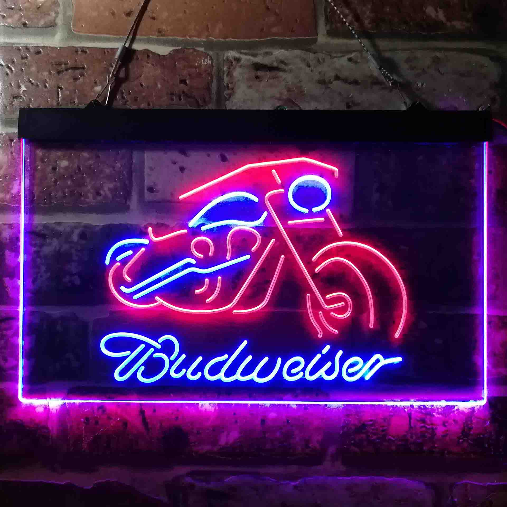 Budweiser Motorcycle Garage Neon LED Sign