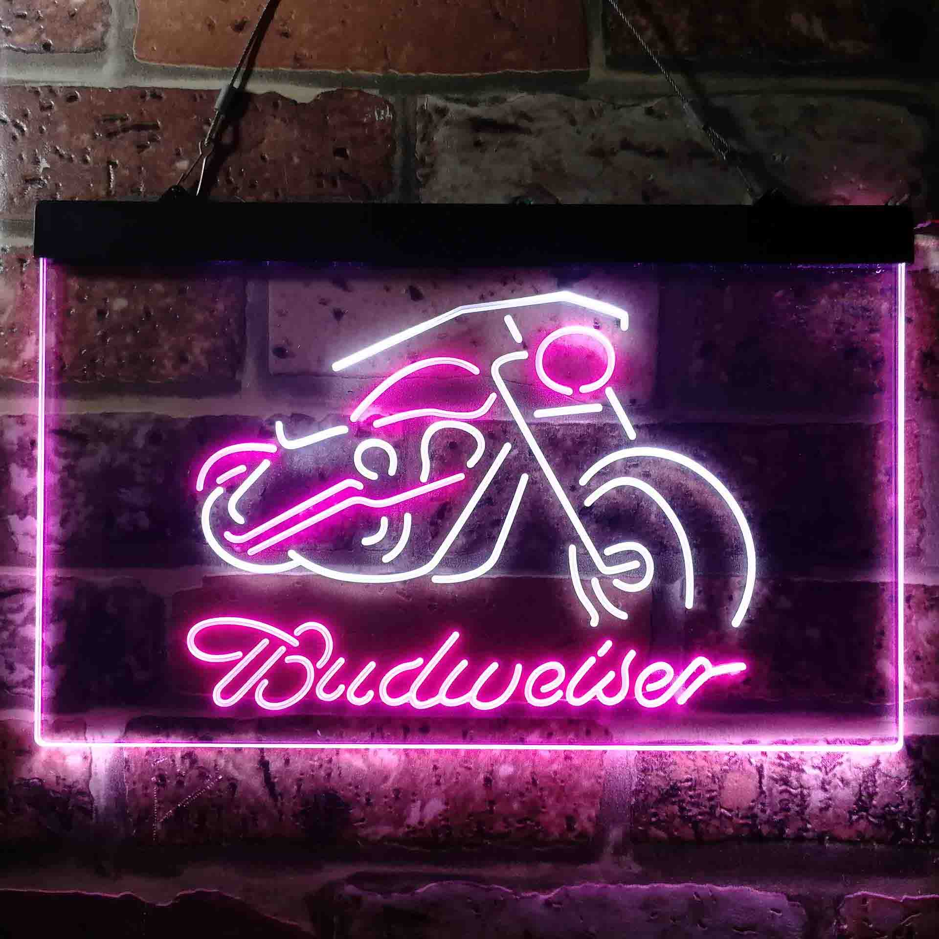 Budweiser Motorcycle Garage Neon LED Sign