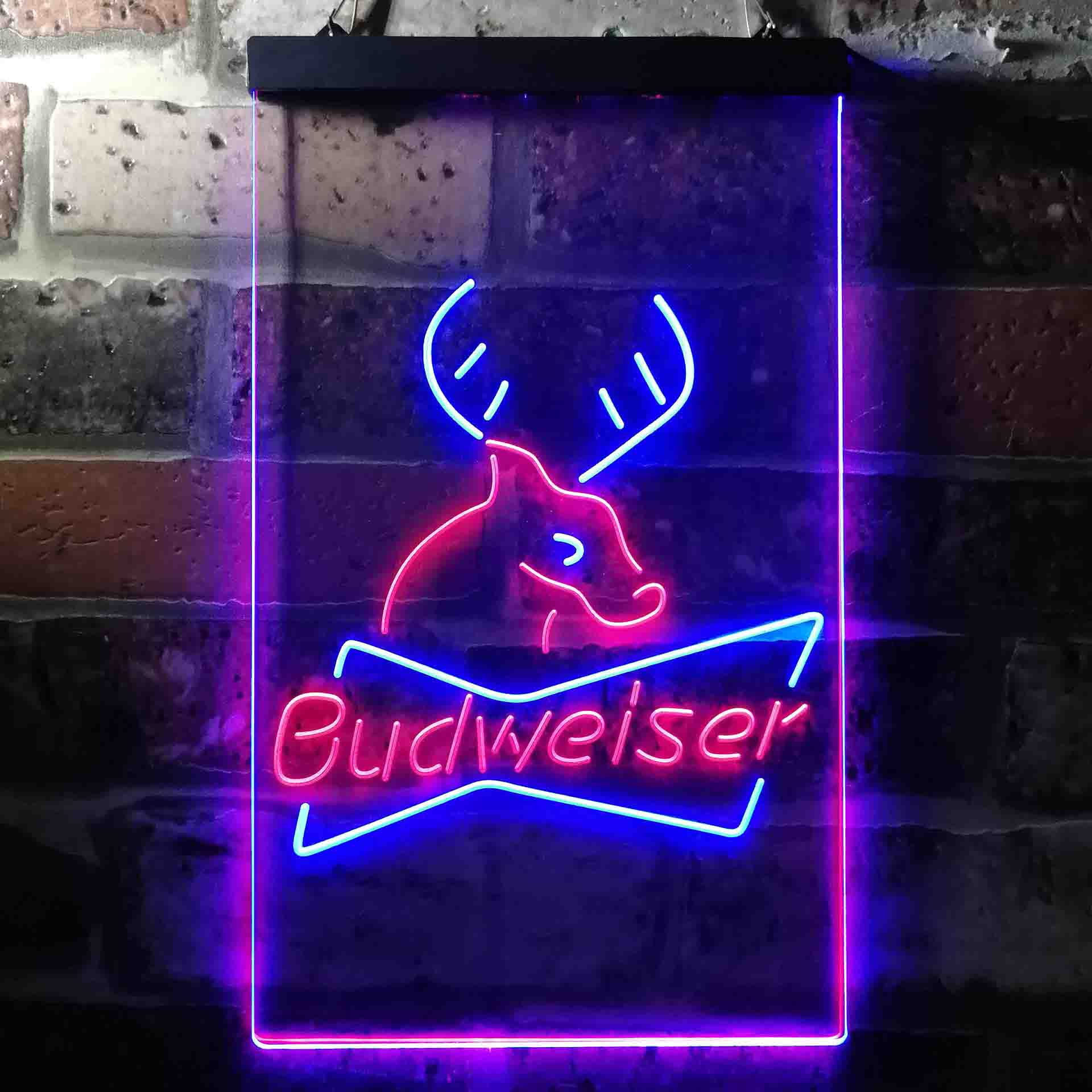 Budweiser Deer Hunting Cabin Neon LED Sign