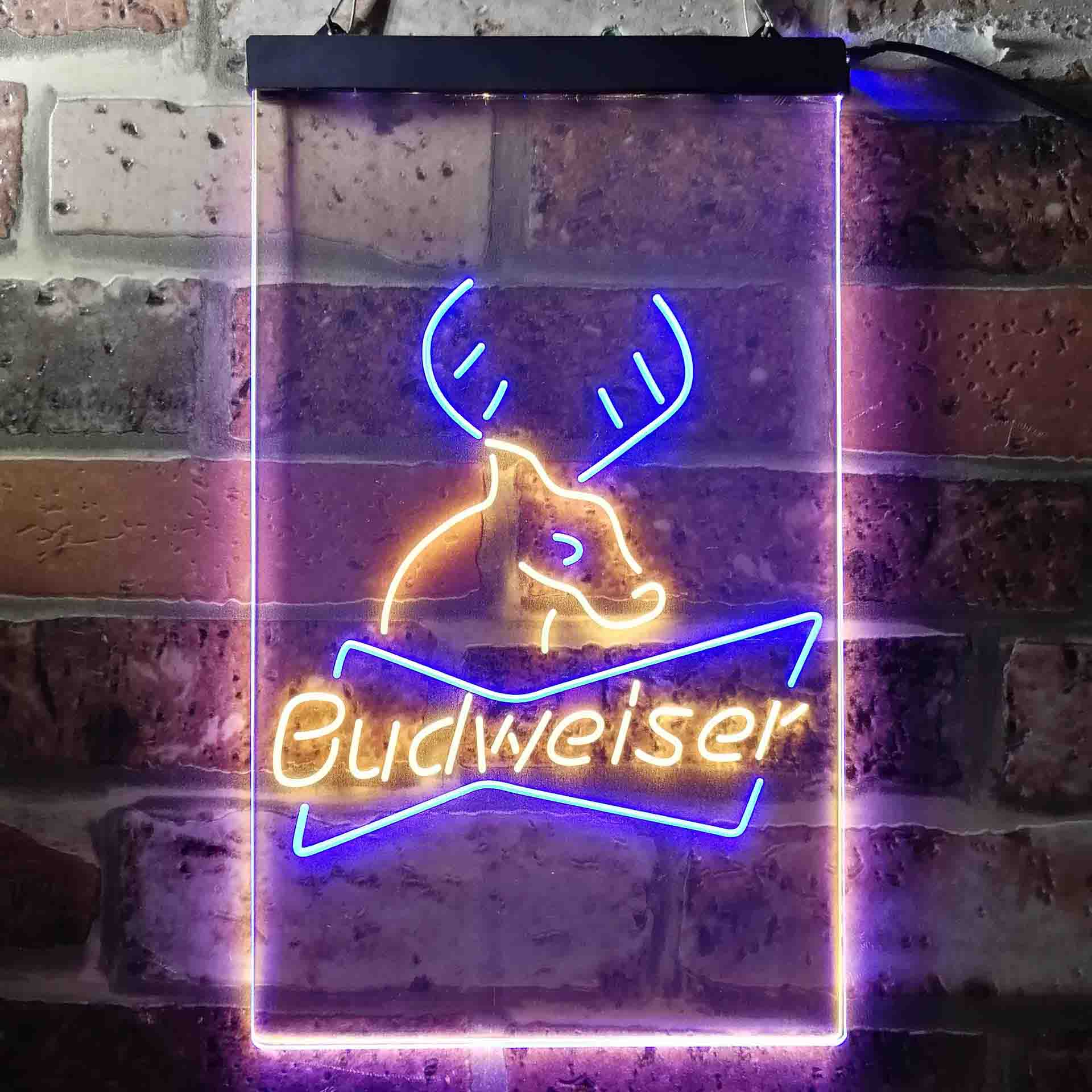 Budweiser Deer Hunting Cabin Neon LED Sign