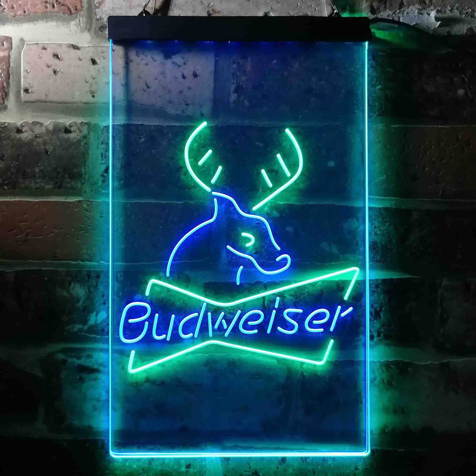 Budweiser Deer Hunting Cabin Neon LED Sign