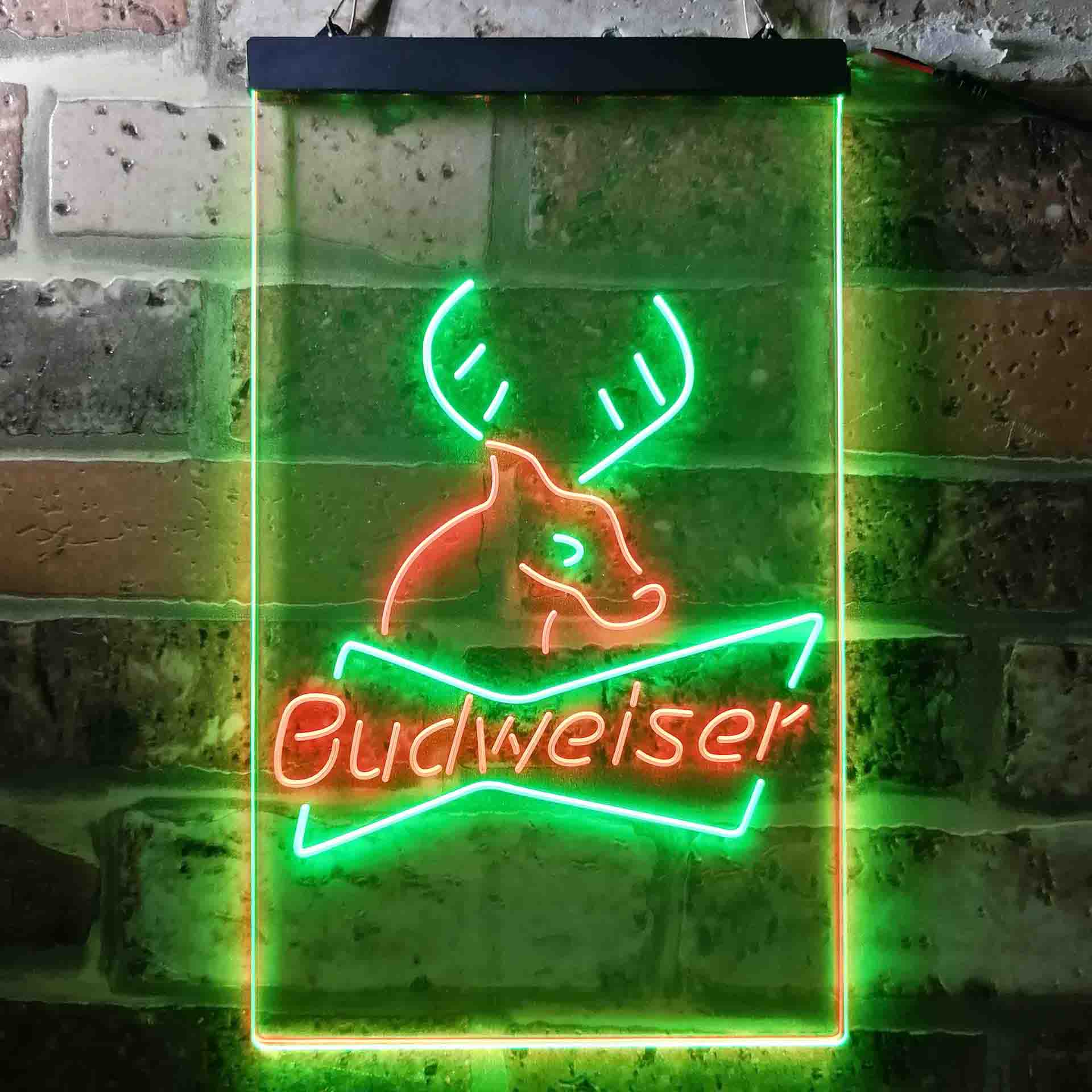 Budweiser Deer Hunting Cabin Neon LED Sign