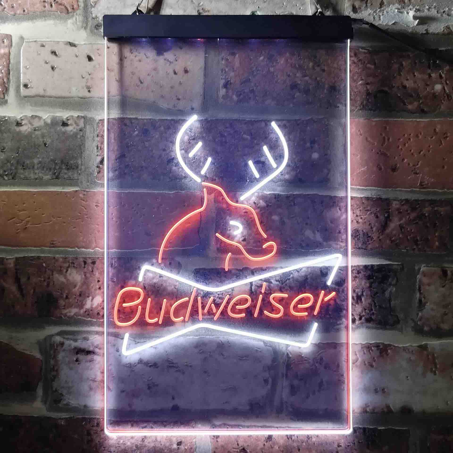 Budweiser Deer Hunting Cabin Neon LED Sign