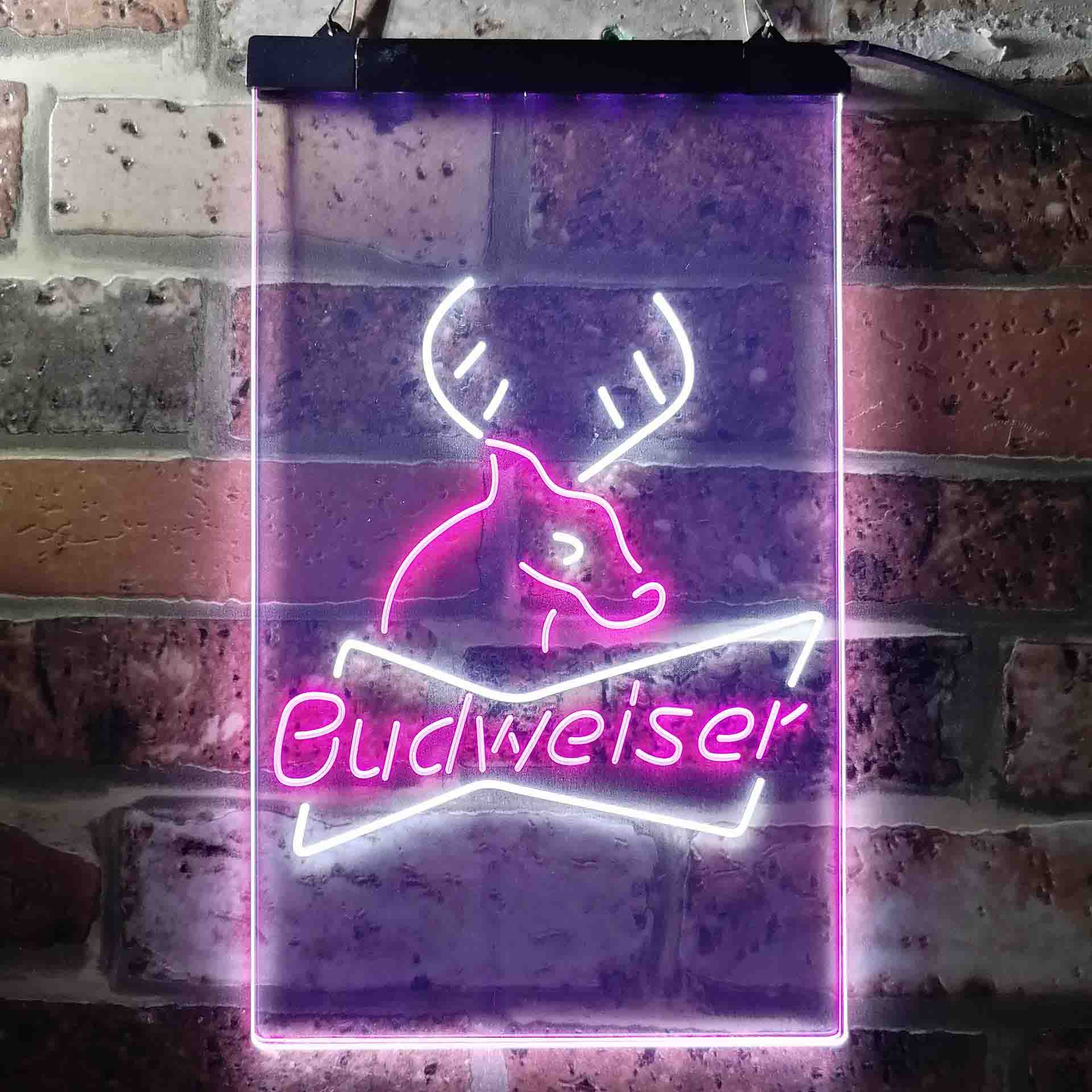 Budweiser Deer Hunting Cabin Neon LED Sign