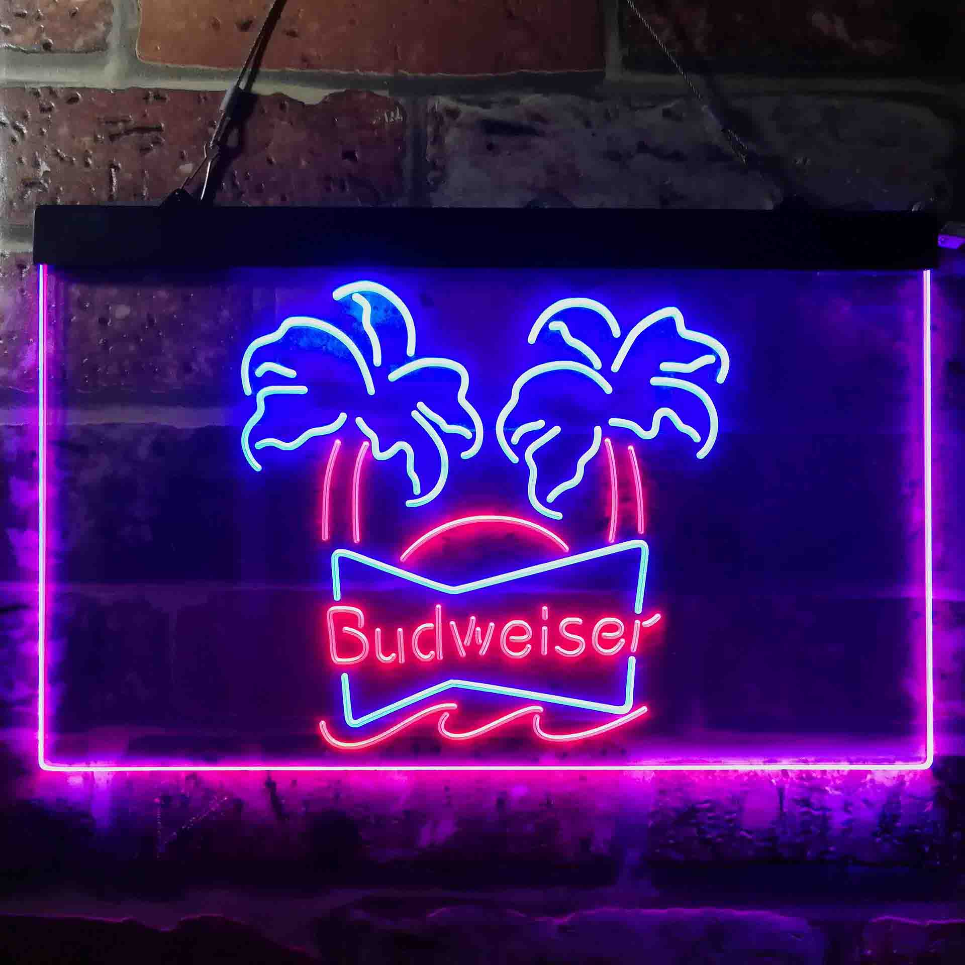 Budweiser Double Palm Tree Beer Neon LED Sign