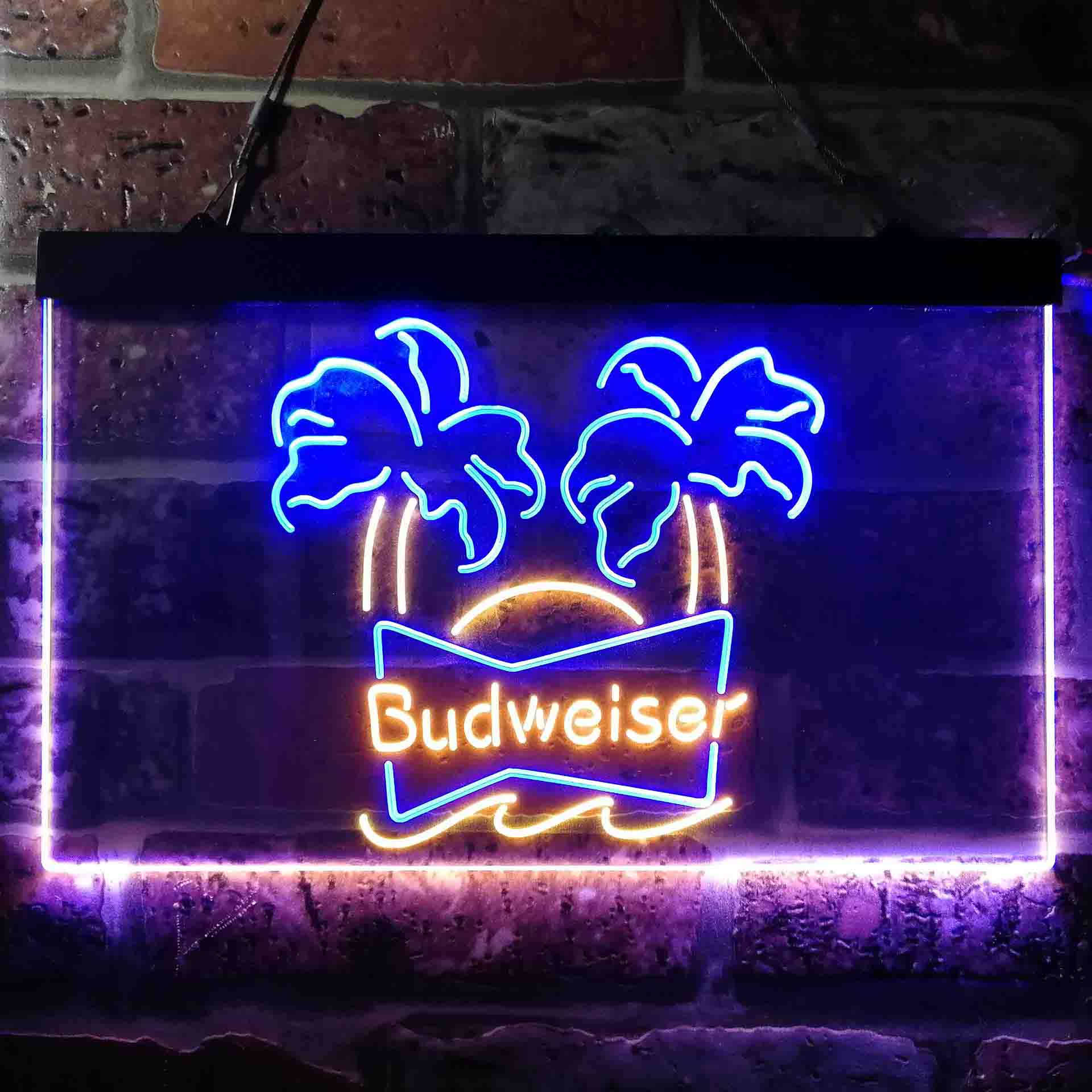 Budweiser Double Palm Tree Beer Neon LED Sign