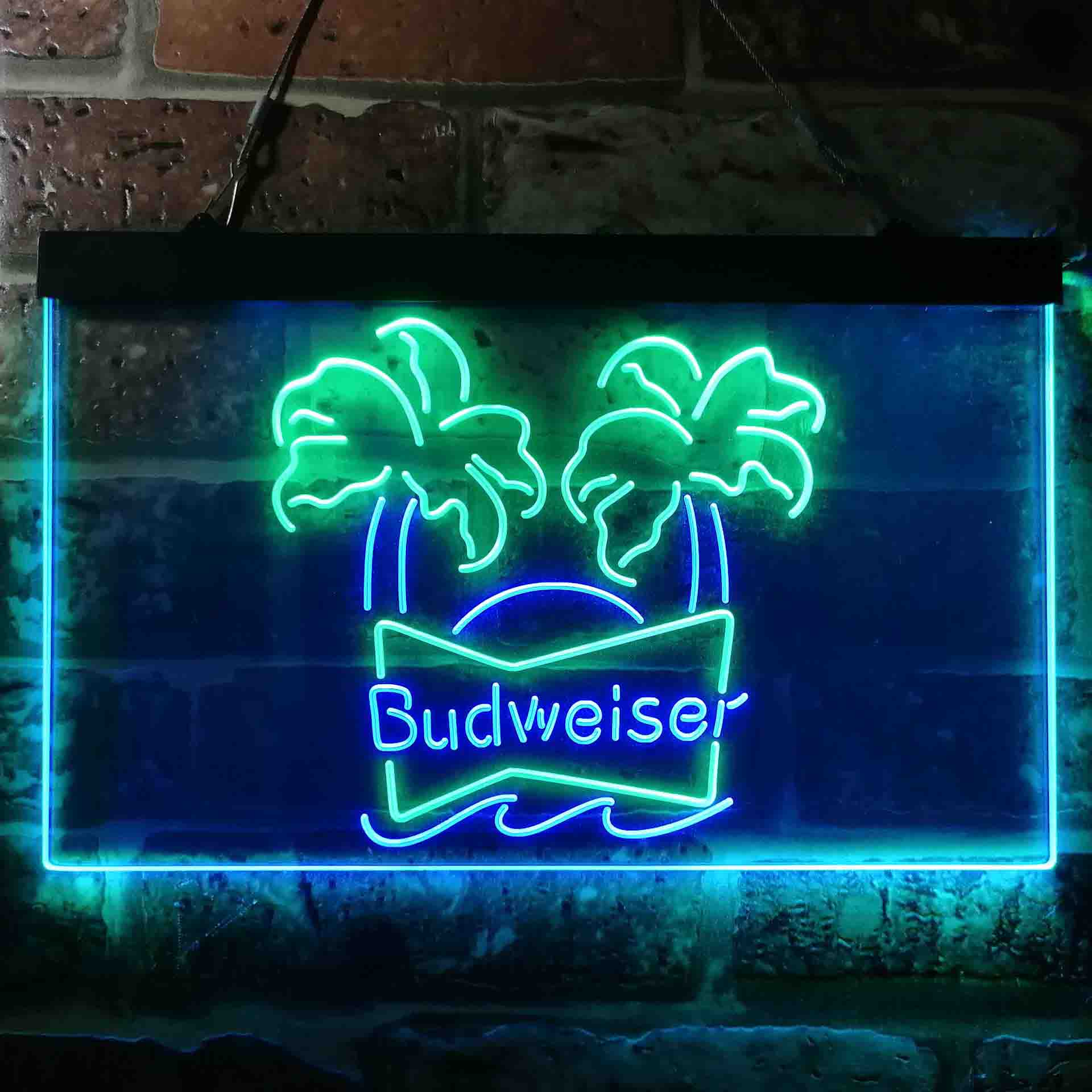 Budweiser Double Palm Tree Beer Neon LED Sign