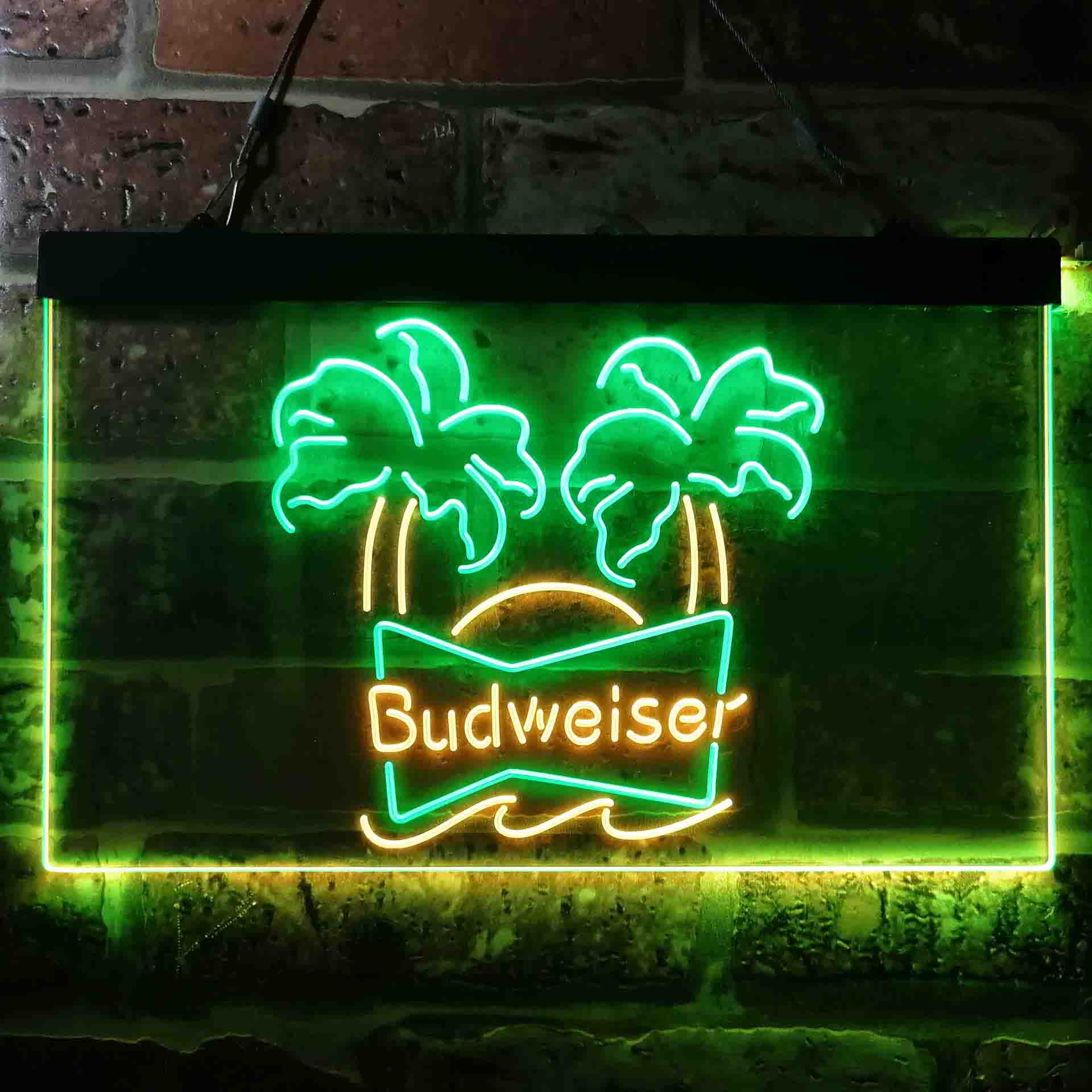 Budweiser Double Palm Tree Beer Neon LED Sign