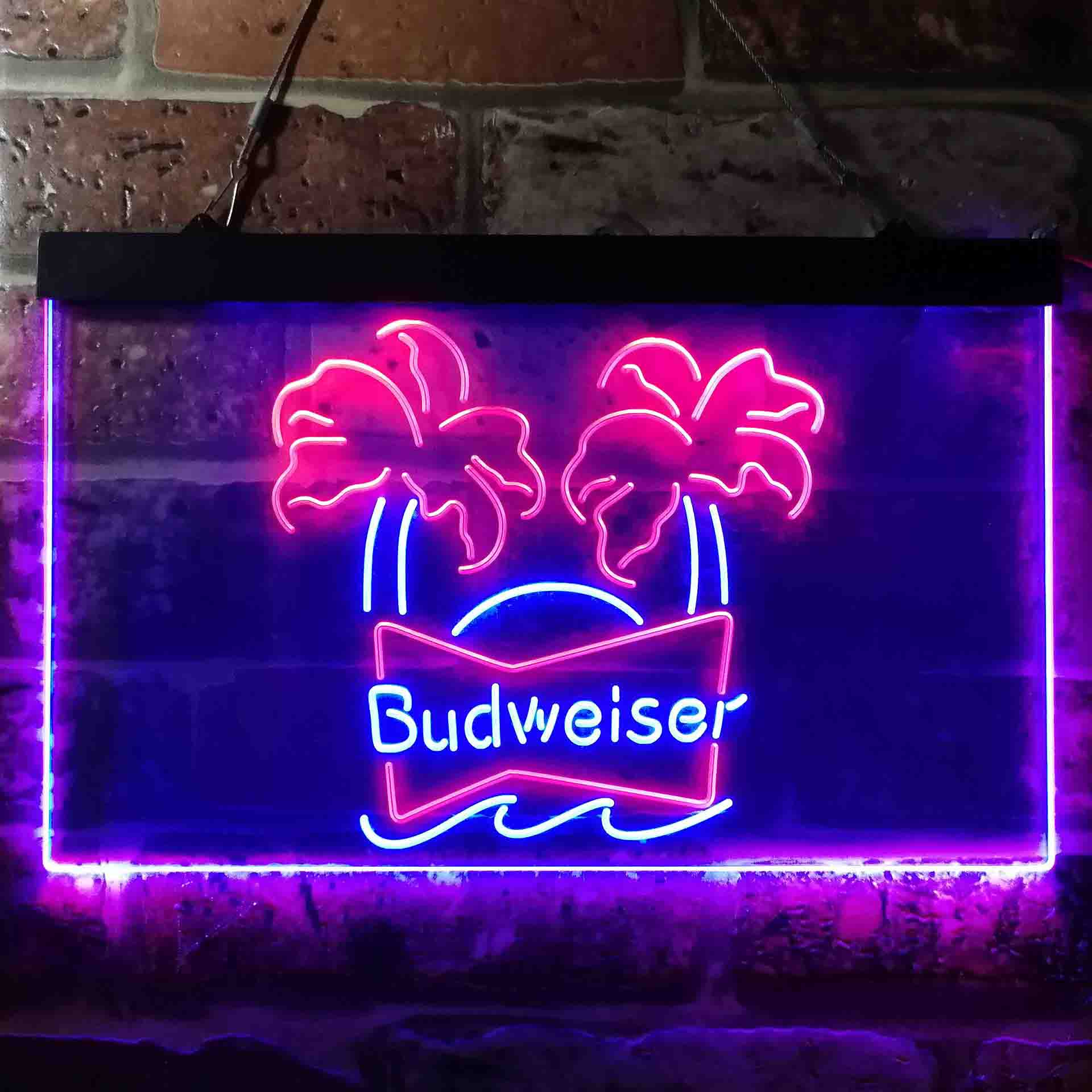 Budweiser Double Palm Tree Beer Neon LED Sign