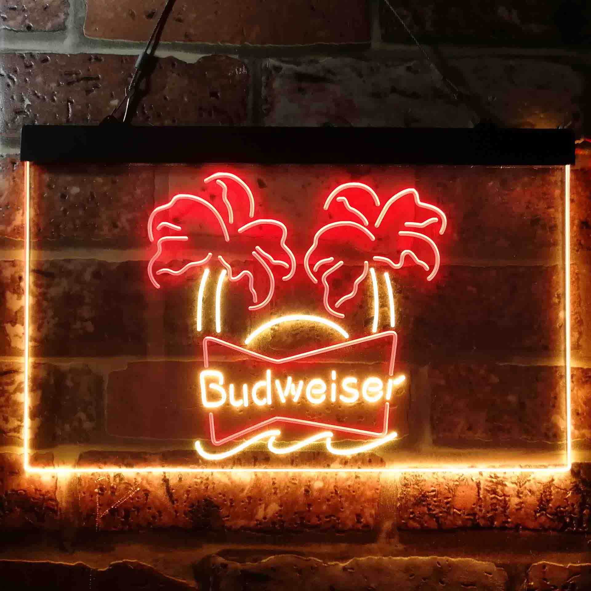 Budweiser Double Palm Tree Beer Neon LED Sign