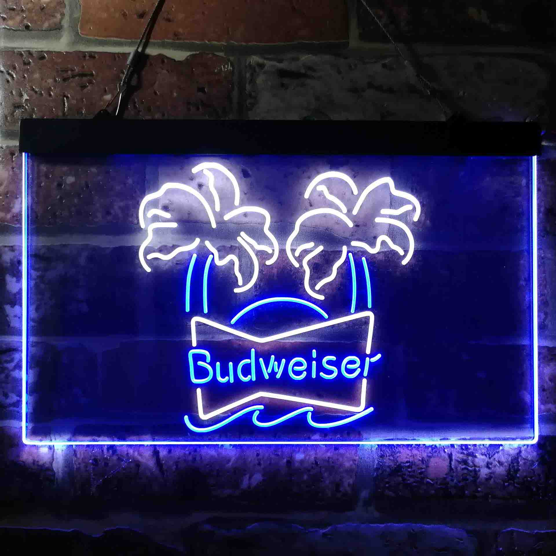 Budweiser Double Palm Tree Beer Neon LED Sign