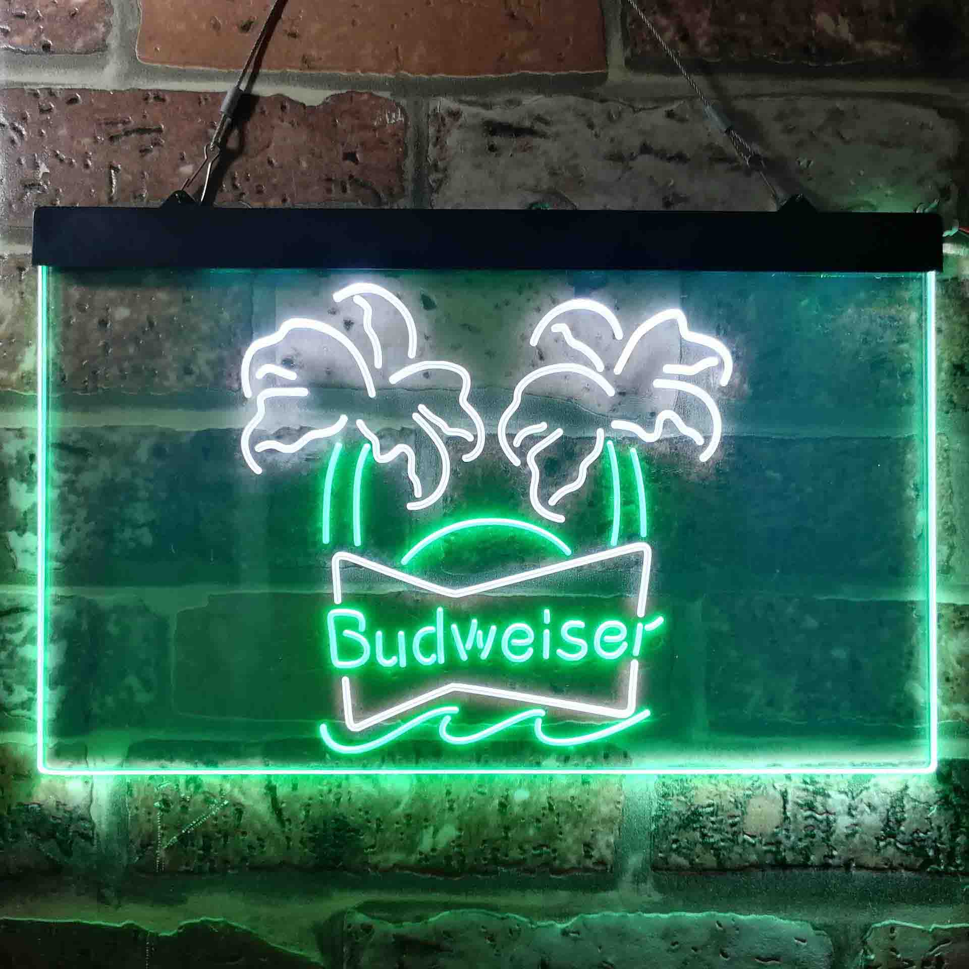 Budweiser Double Palm Tree Beer Neon LED Sign