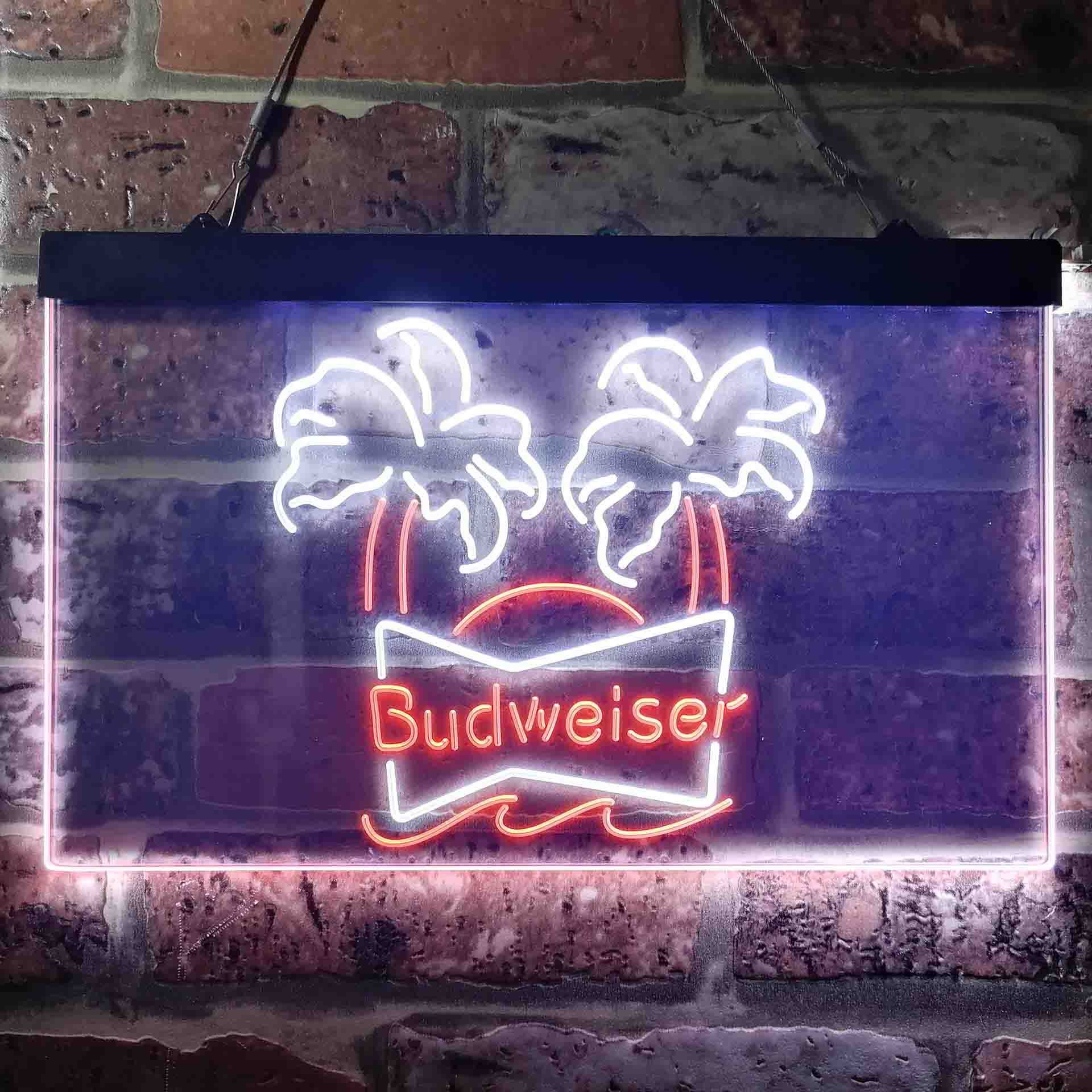 Budweiser Double Palm Tree Beer Neon LED Sign