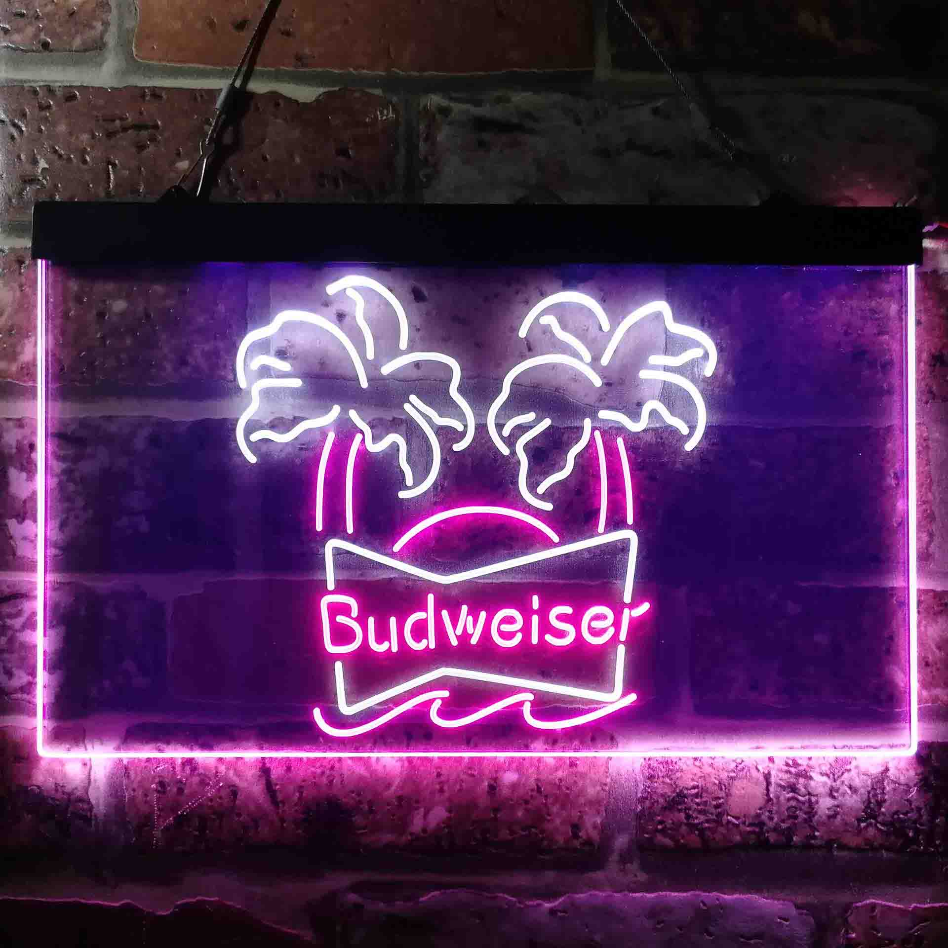 Budweiser Double Palm Tree Beer Neon LED Sign