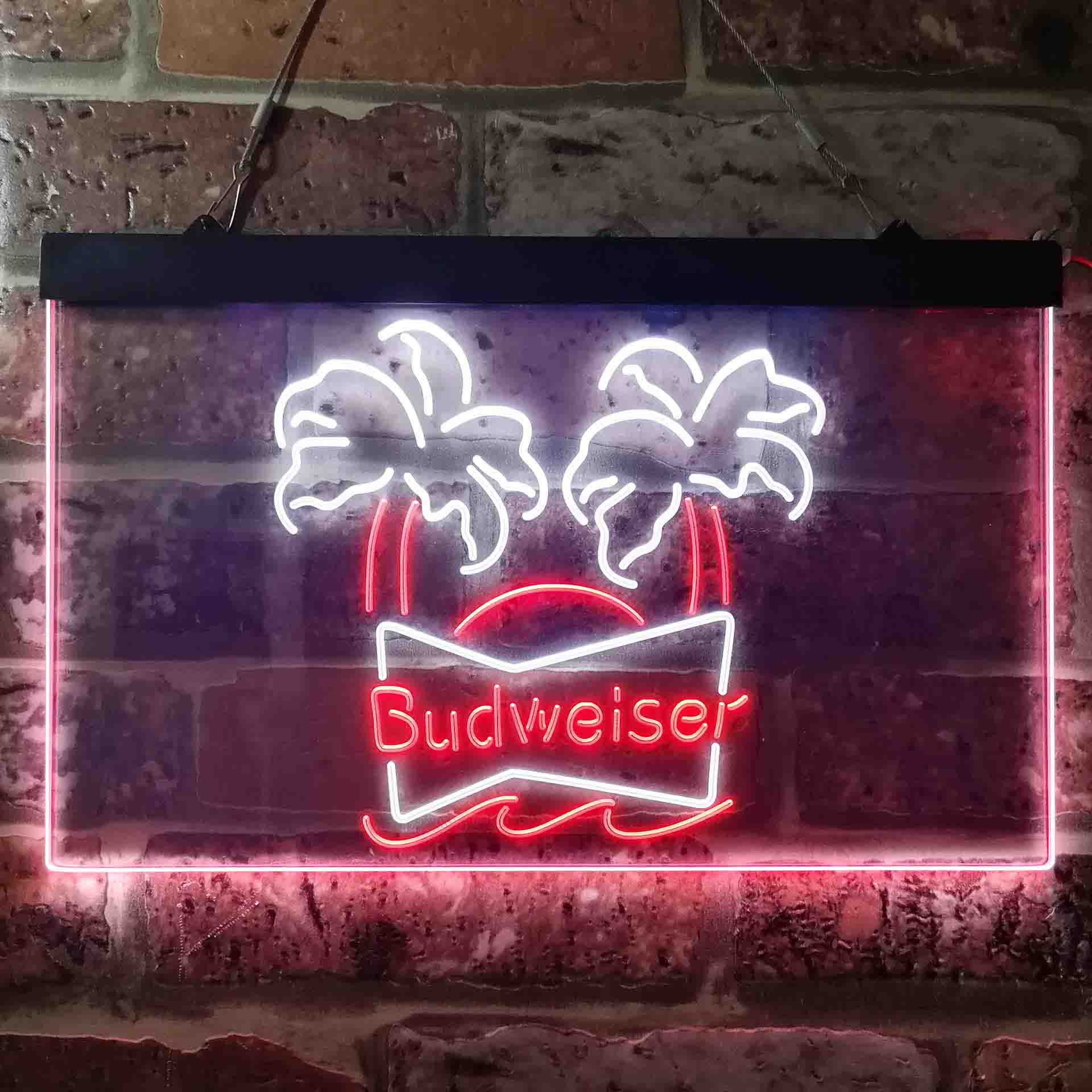 Budweiser Double Palm Tree Beer Neon LED Sign