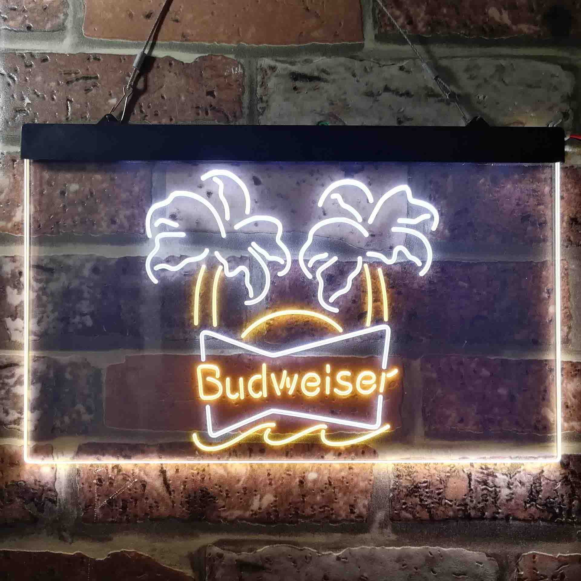 Budweiser Double Palm Tree Beer Neon LED Sign