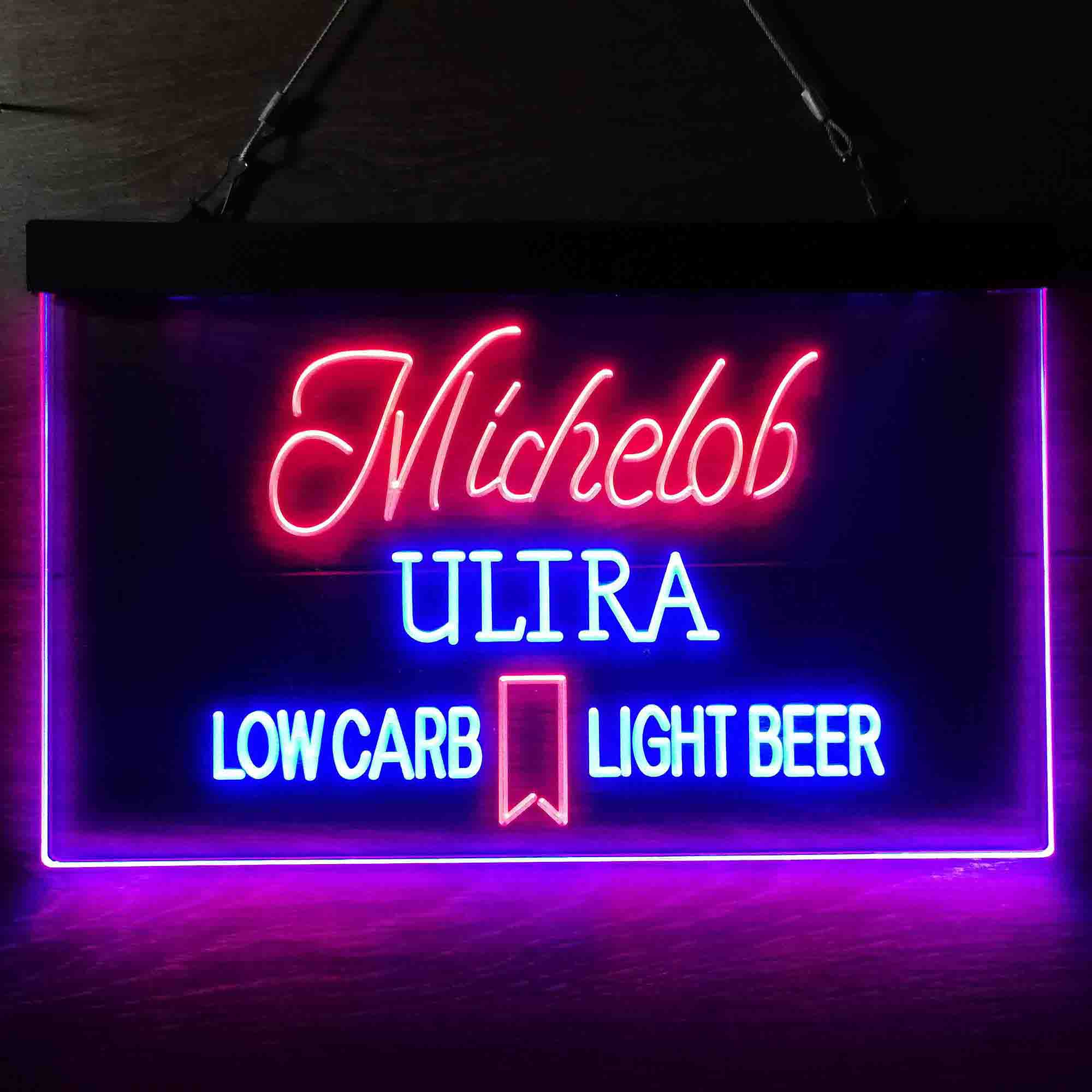 Michelob Ultra Light Low Carb Red Ribbon Neon LED Sign