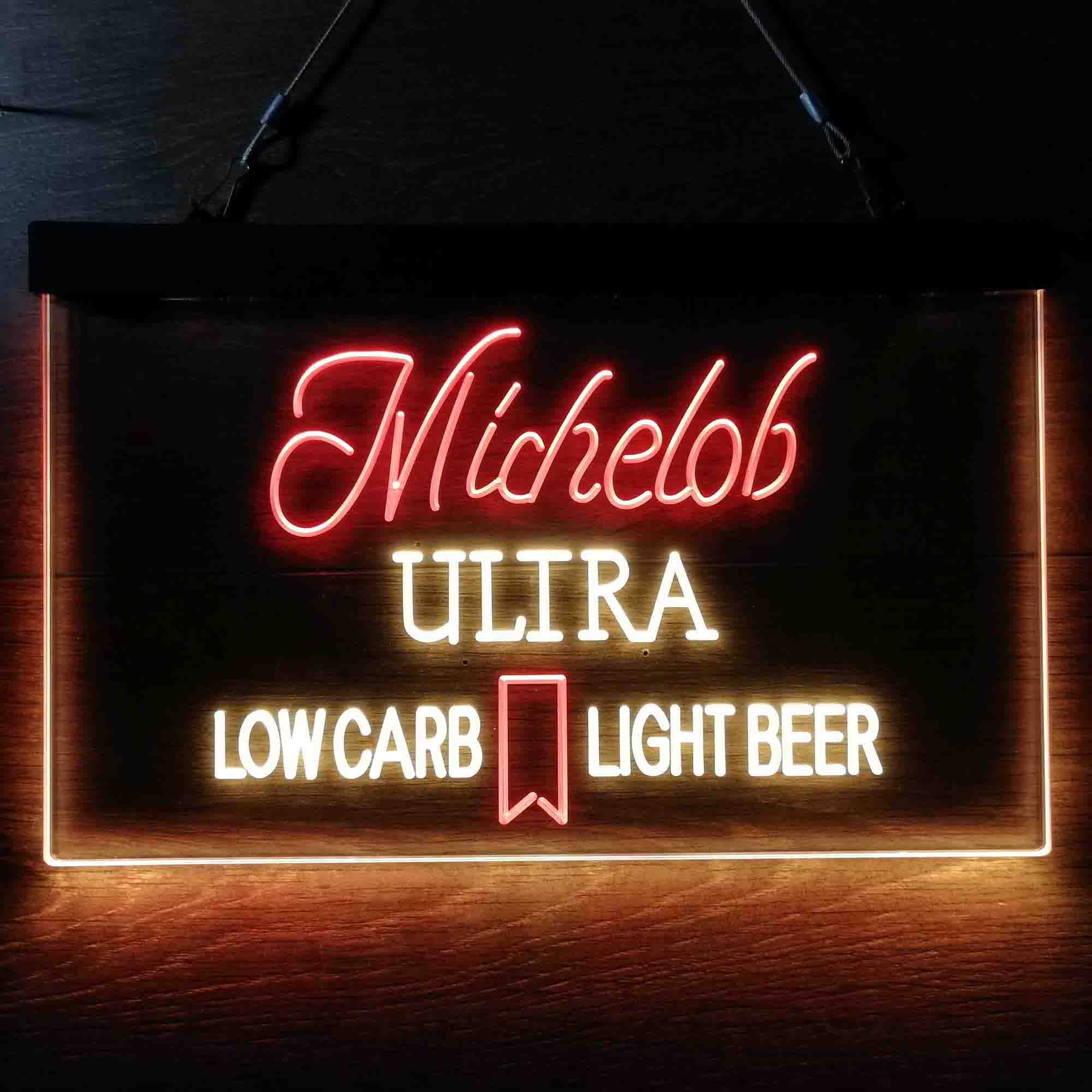 Michelob Ultra Light Low Carb Red Ribbon Neon LED Sign