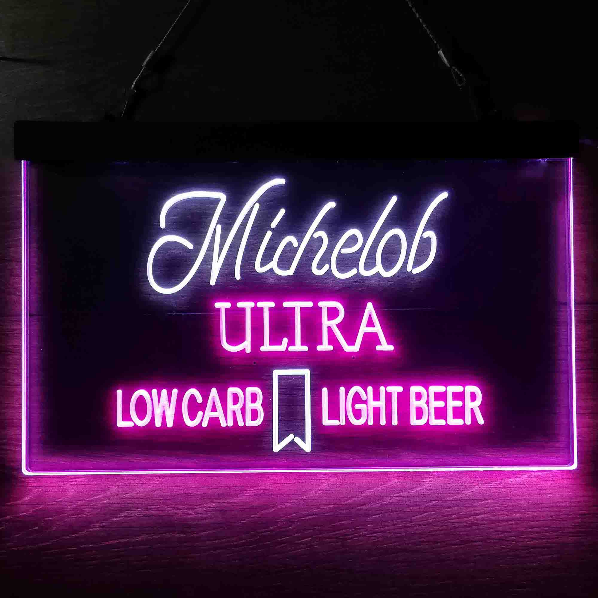 Michelob Ultra Light Low Carb Red Ribbon Neon LED Sign