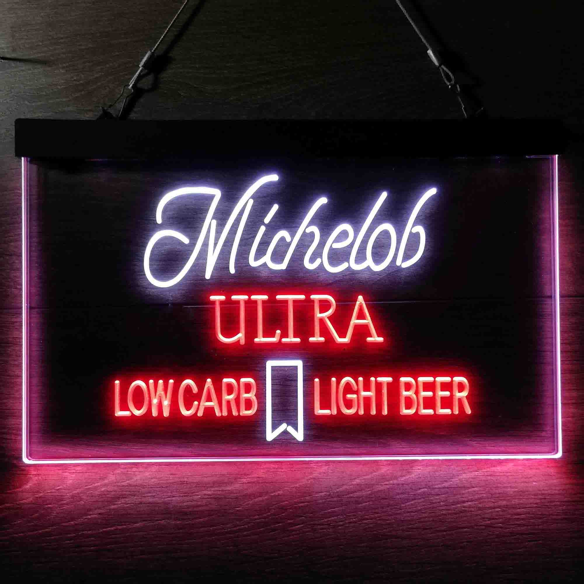 Michelob Ultra Light Low Carb Red Ribbon Neon LED Sign