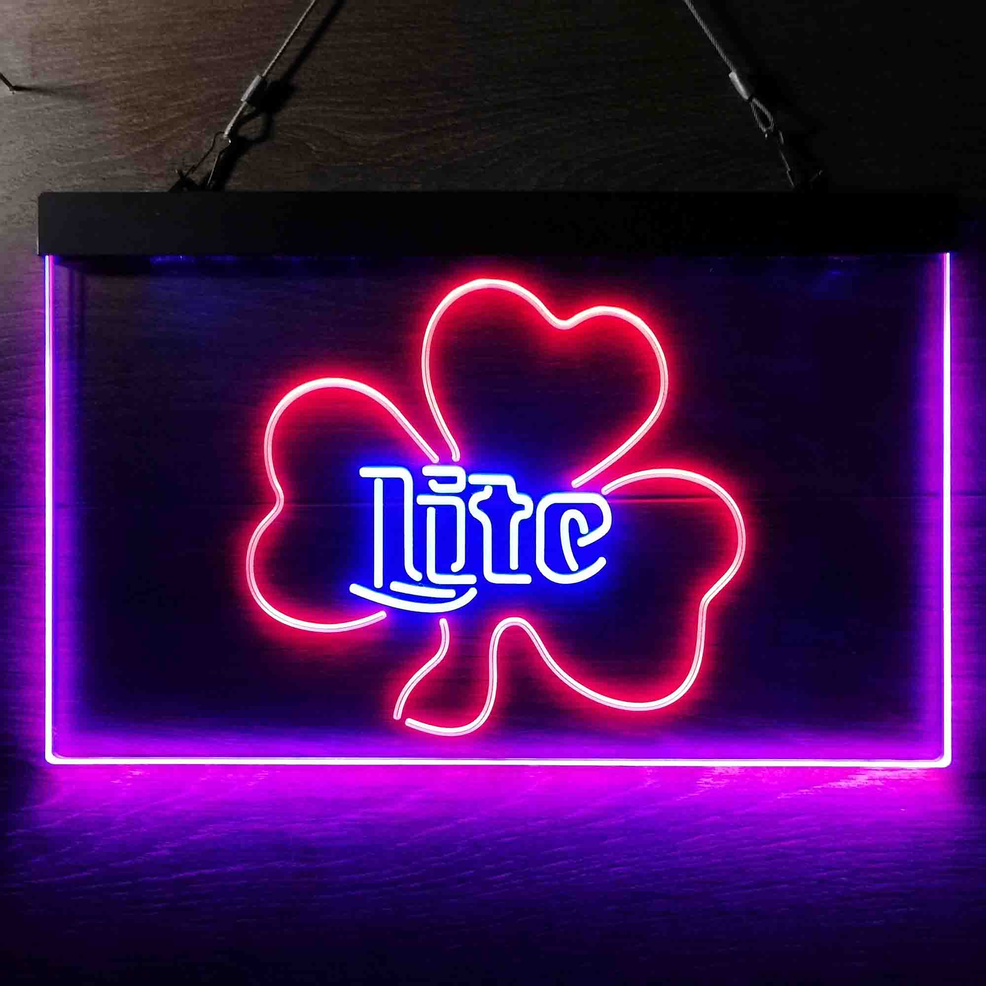 Miller Lite Shamrock Beer Neon LED Sign