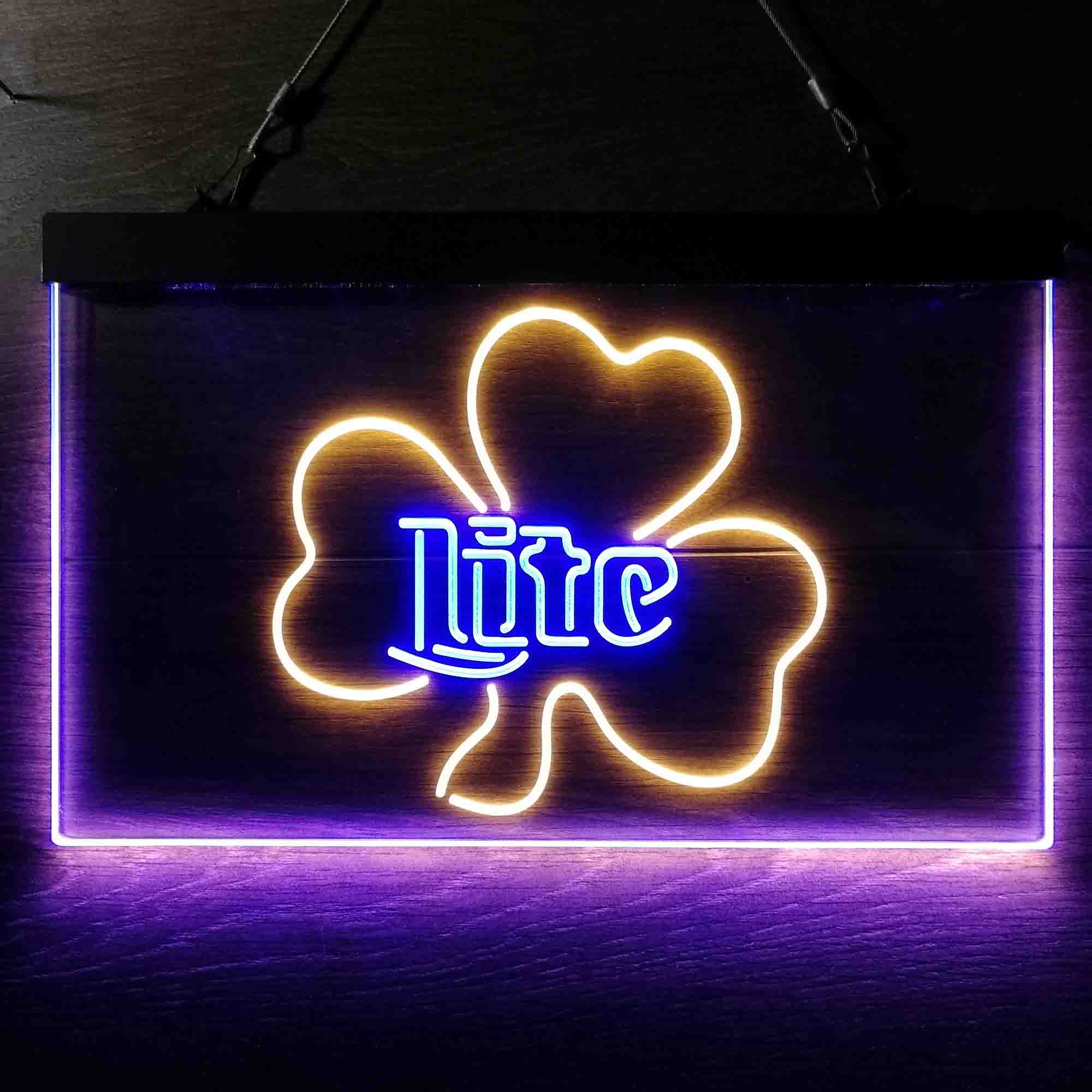 Miller Lite Shamrock Beer Neon LED Sign