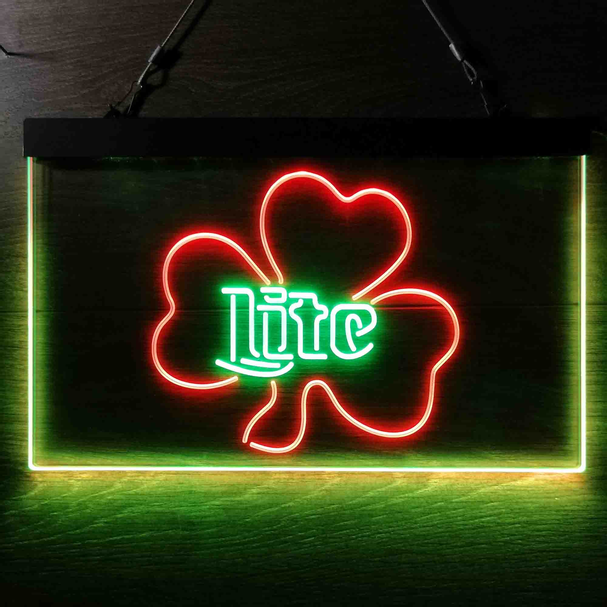 Miller Lite Shamrock Beer Neon LED Sign