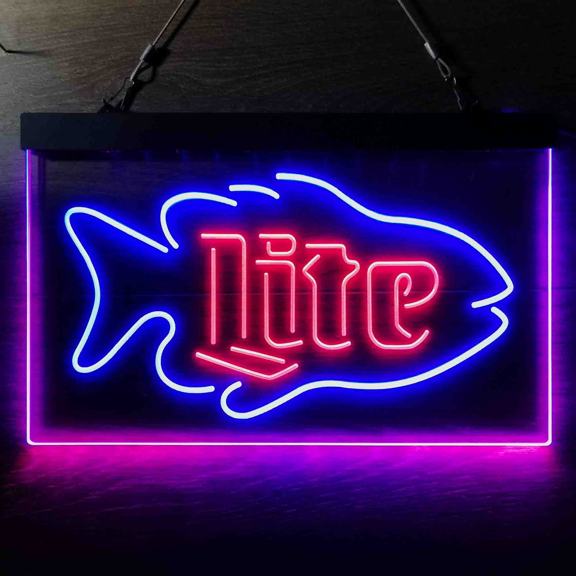 Miller Lite Salmon Fish Neon LED Sign