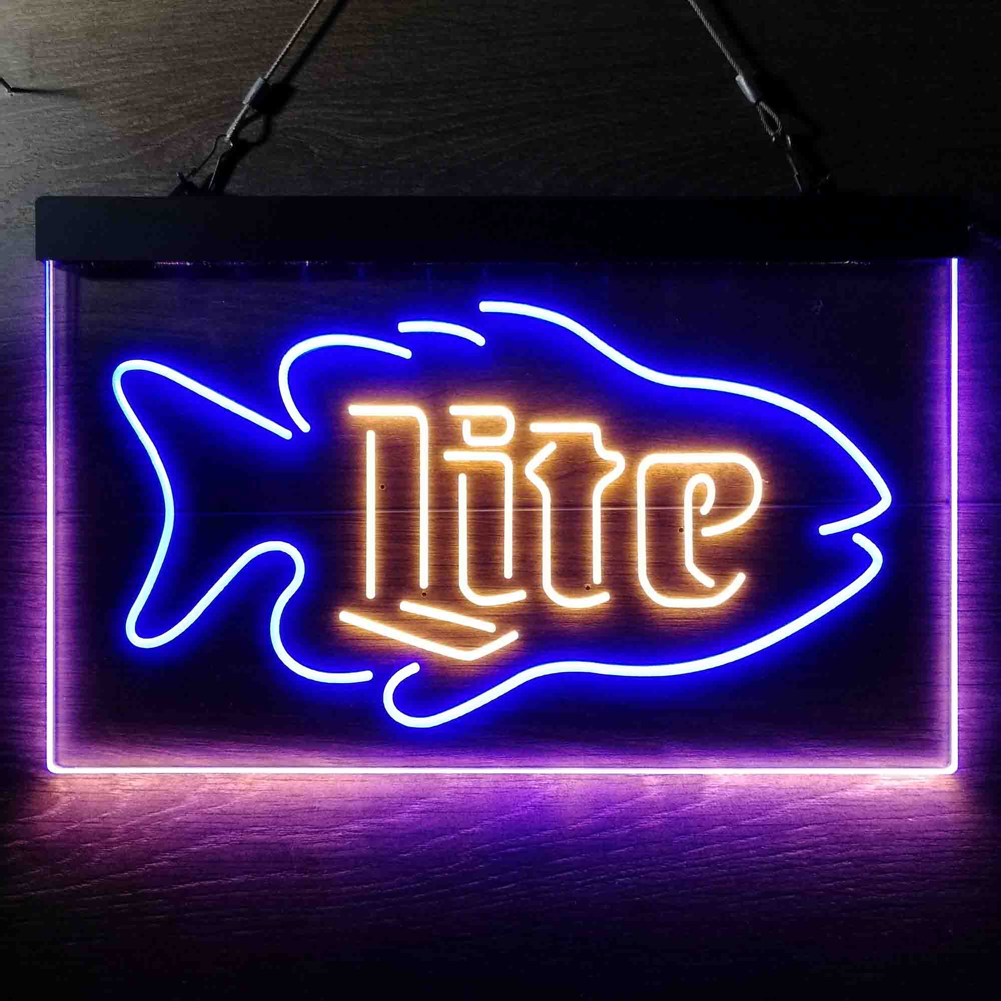 Miller Lite Salmon Fish Neon LED Sign