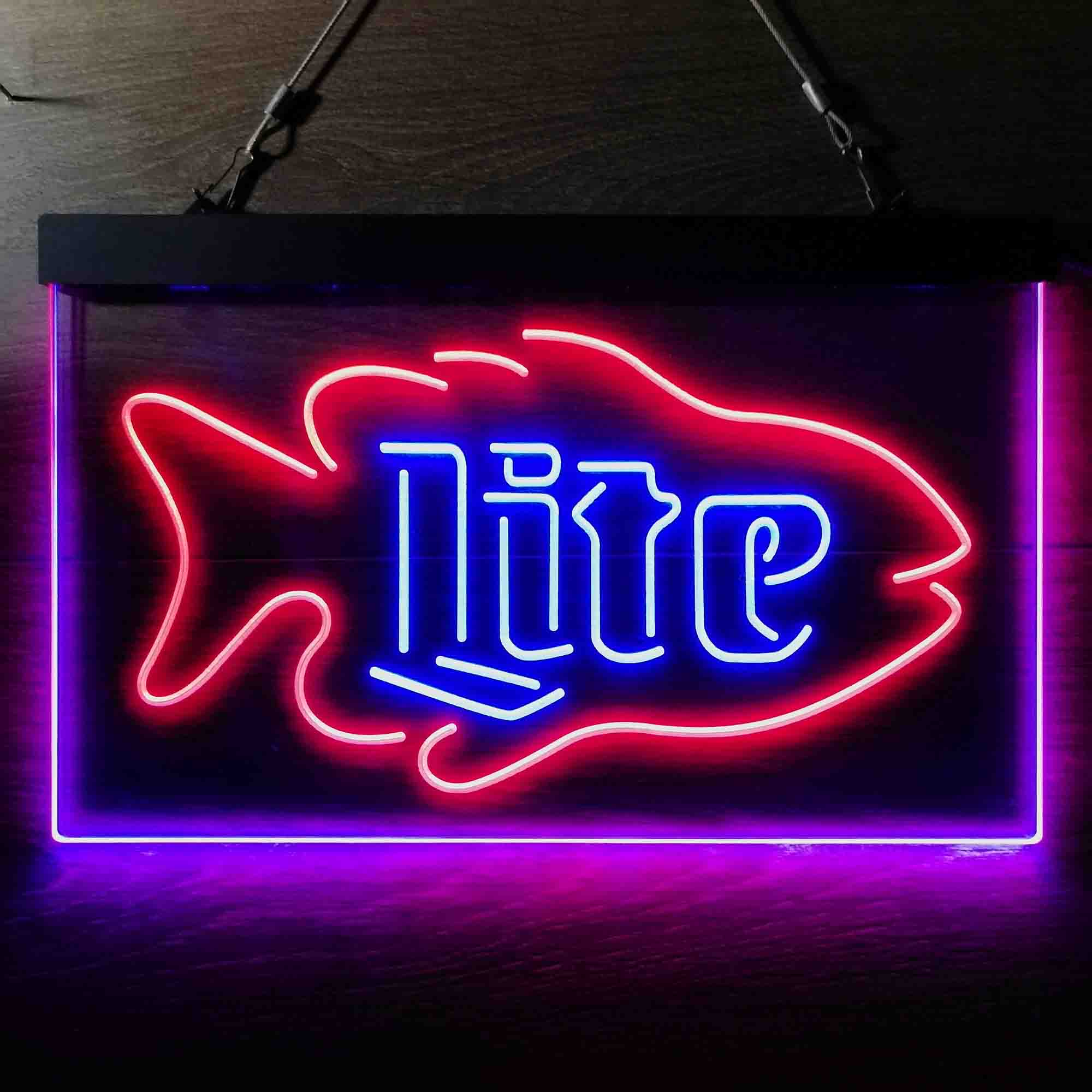 Miller Lite Salmon Fish Neon LED Sign