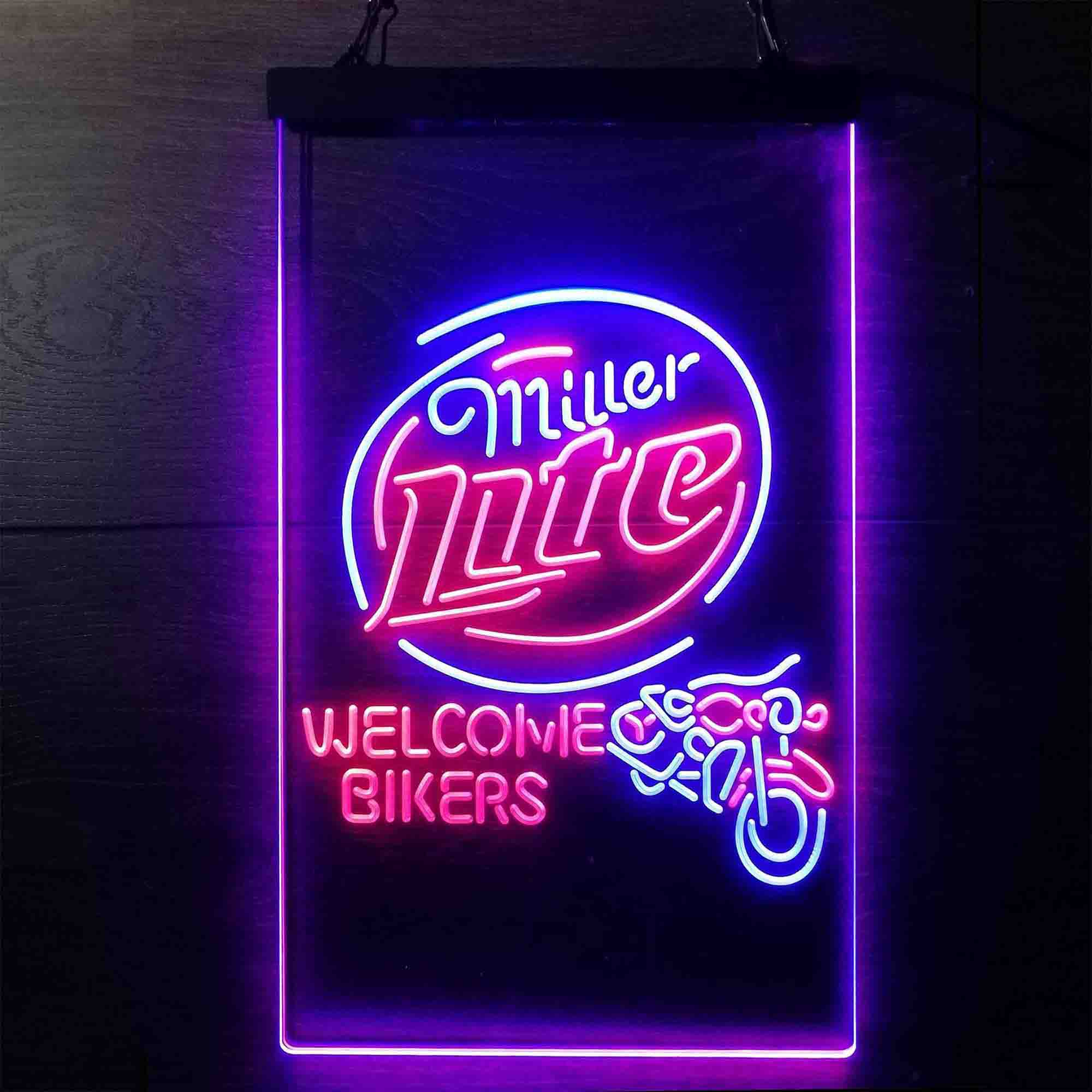 Miller Lite Motorcycle Bikers Garage Neon LED Sign