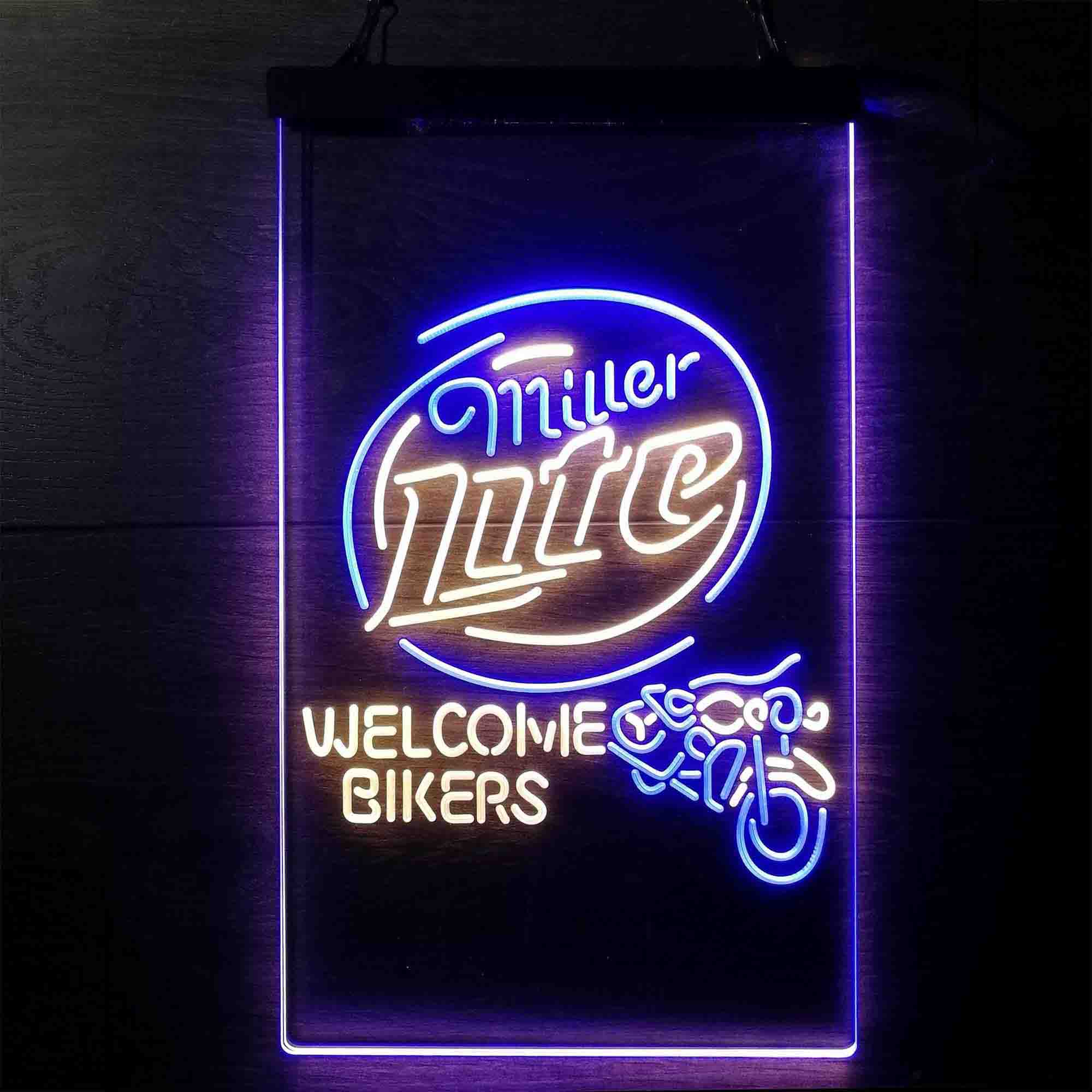 Miller Lite Motorcycle Bikers Garage Neon LED Sign