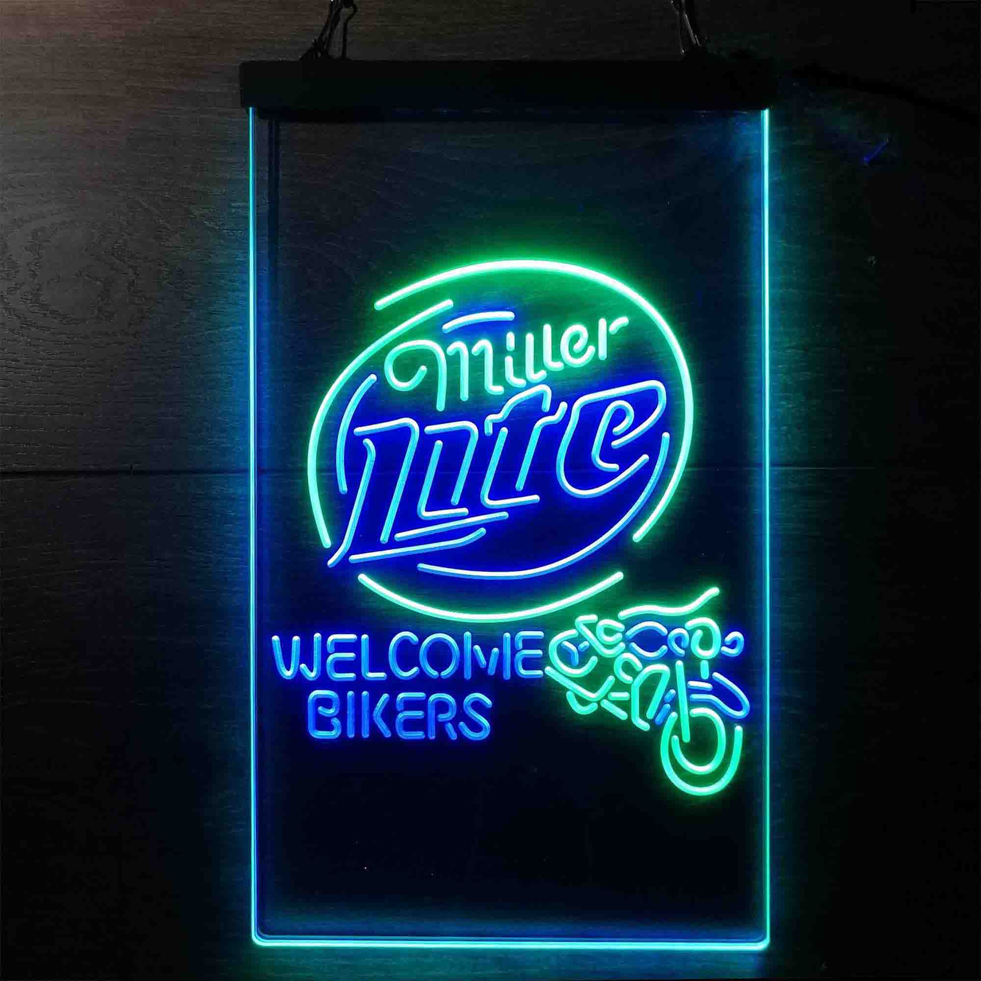 Miller Lite Motorcycle Bikers Garage Neon LED Sign