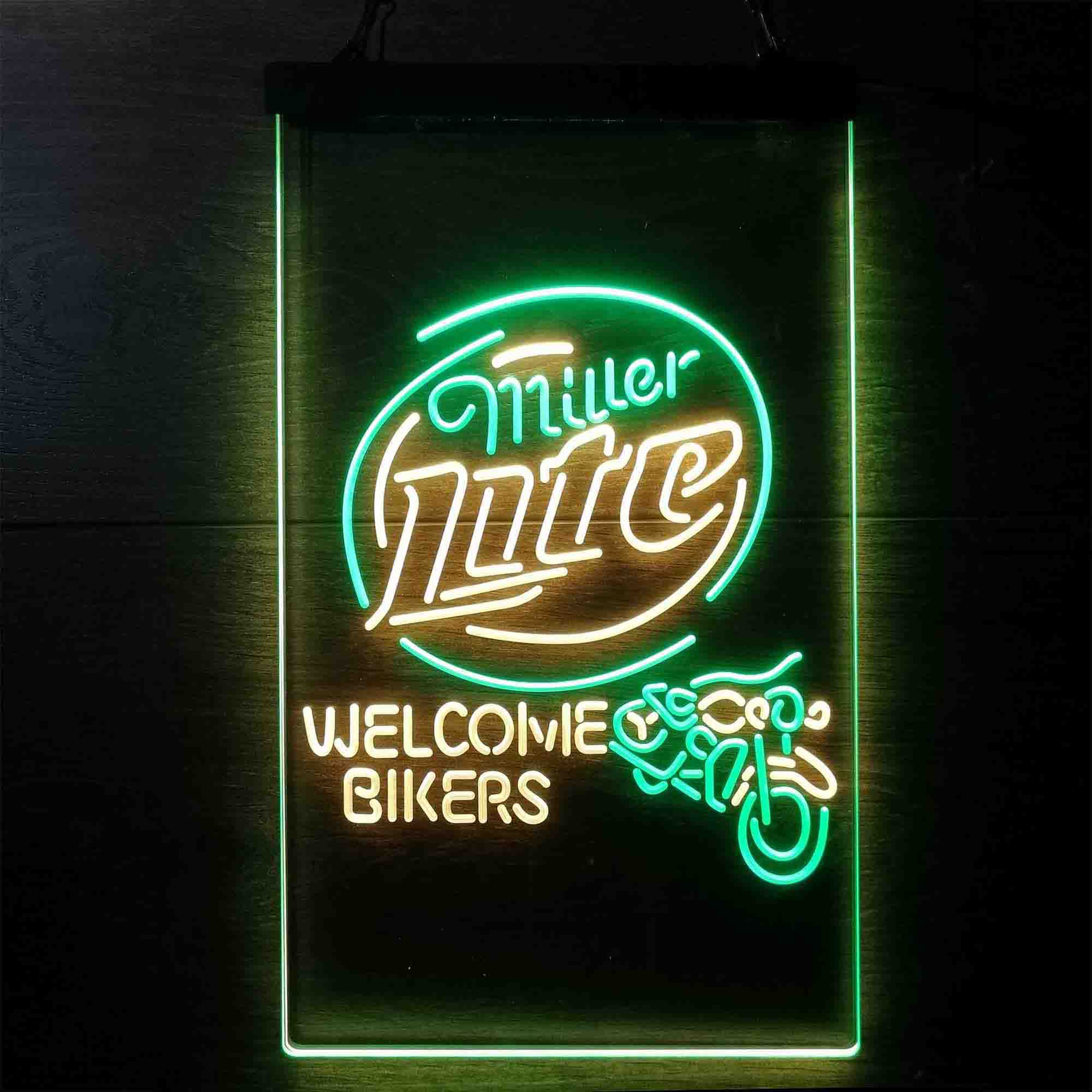 Miller Lite Motorcycle Bikers Garage Neon LED Sign