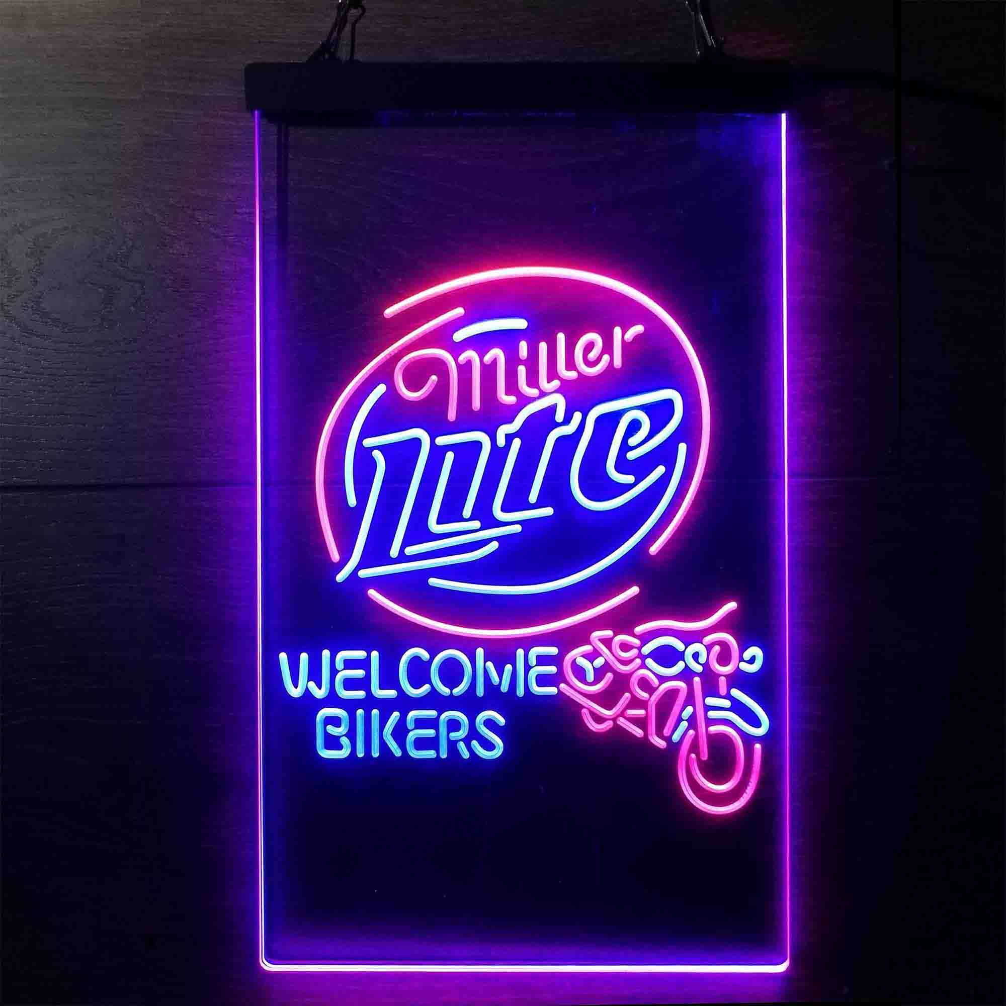 Miller Lite Motorcycle Bikers Garage Neon LED Sign