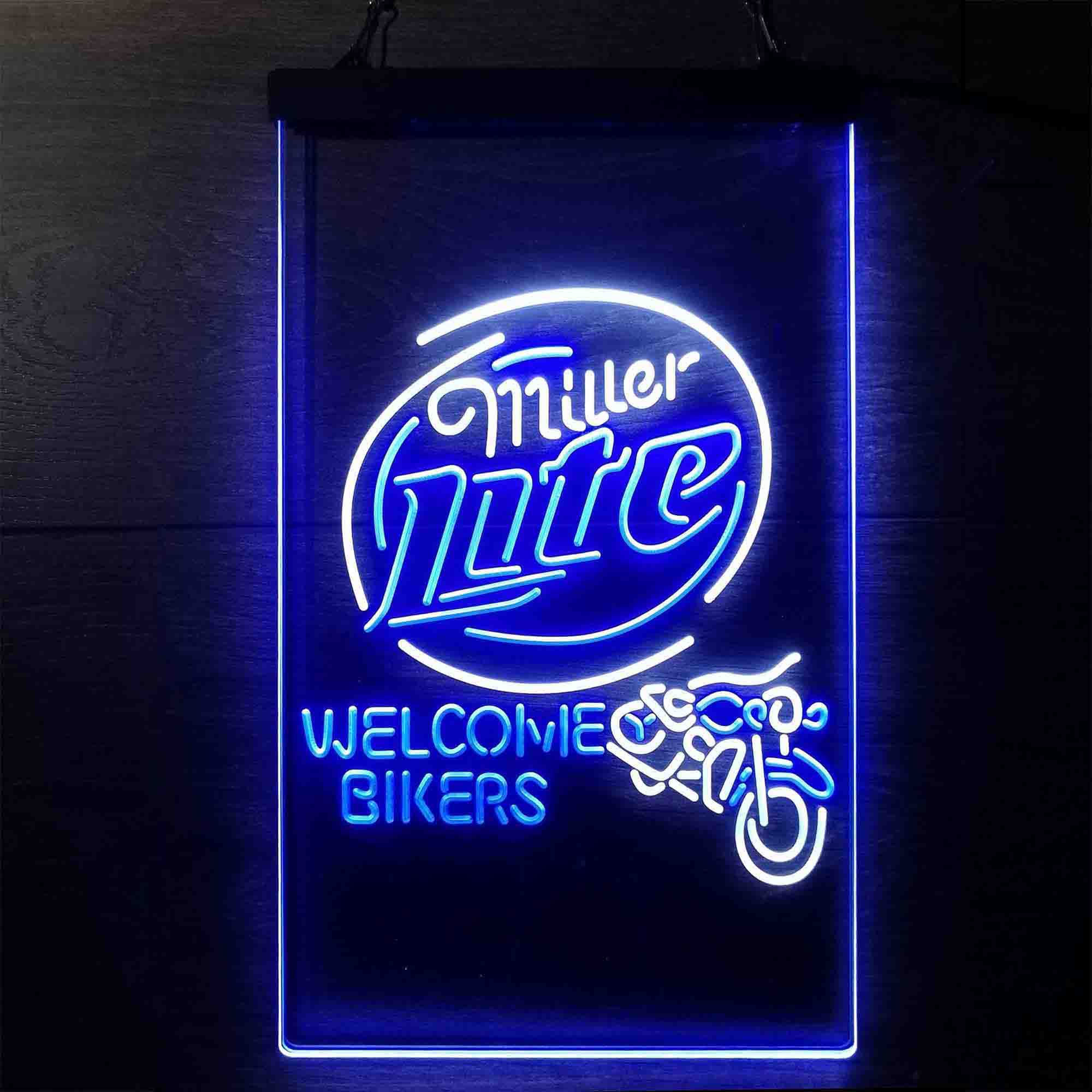 Miller Lite Motorcycle Bikers Garage Neon LED Sign