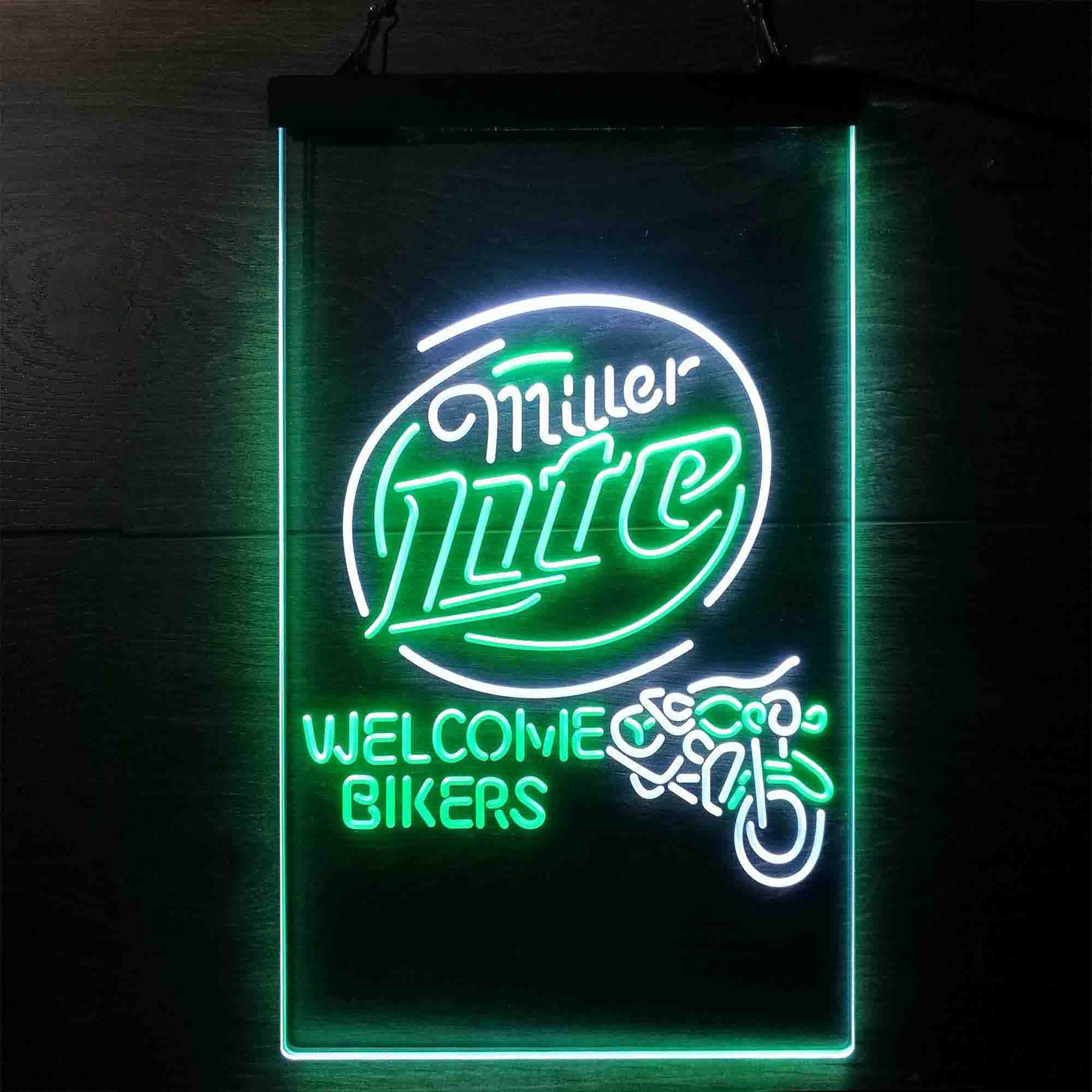 Miller Lite Motorcycle Bikers Garage Neon LED Sign