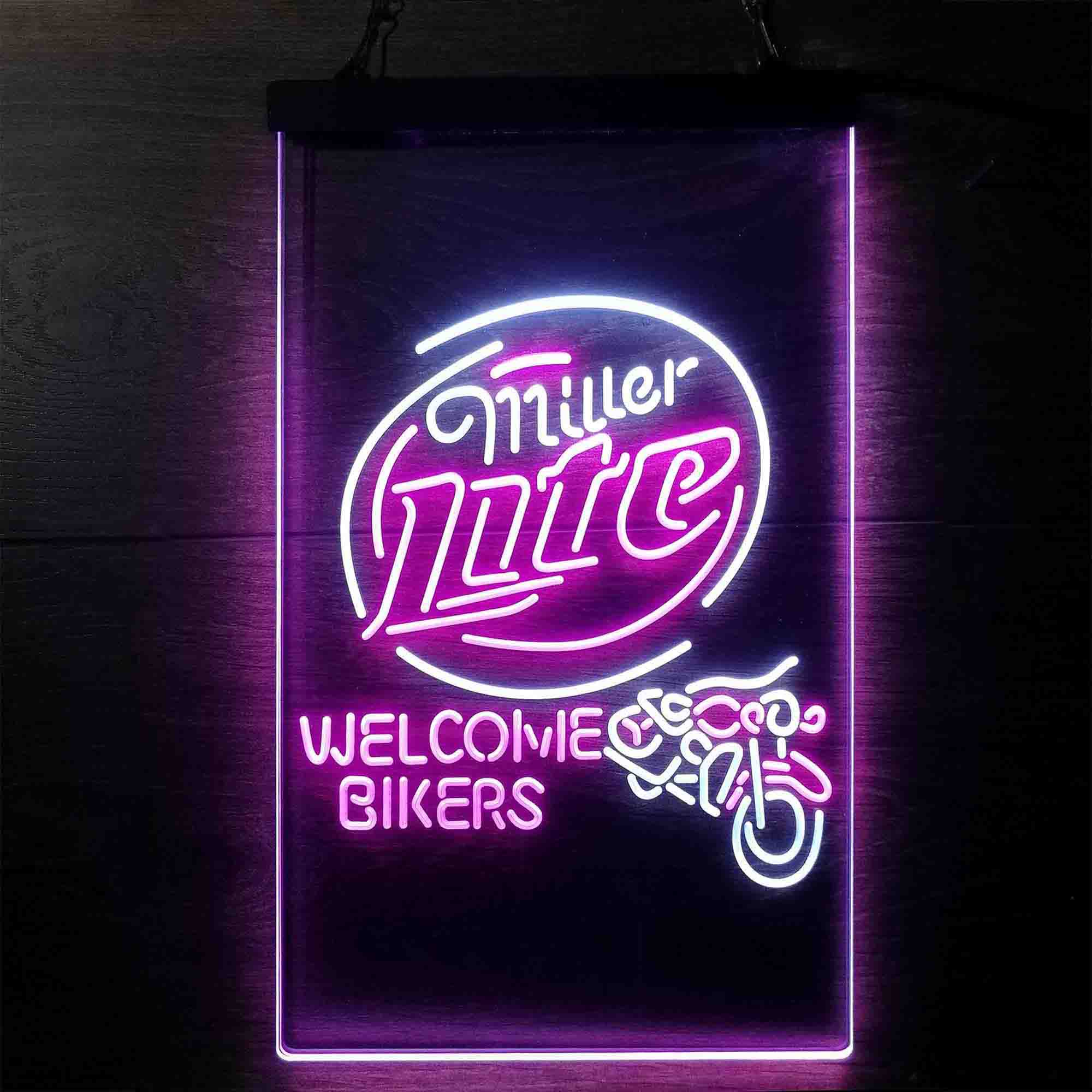 Miller Lite Motorcycle Bikers Garage Neon LED Sign