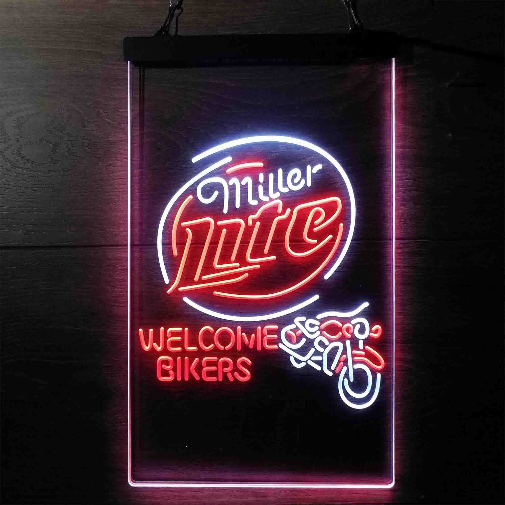 Miller Lite Motorcycle Bikers Garage Neon LED Sign