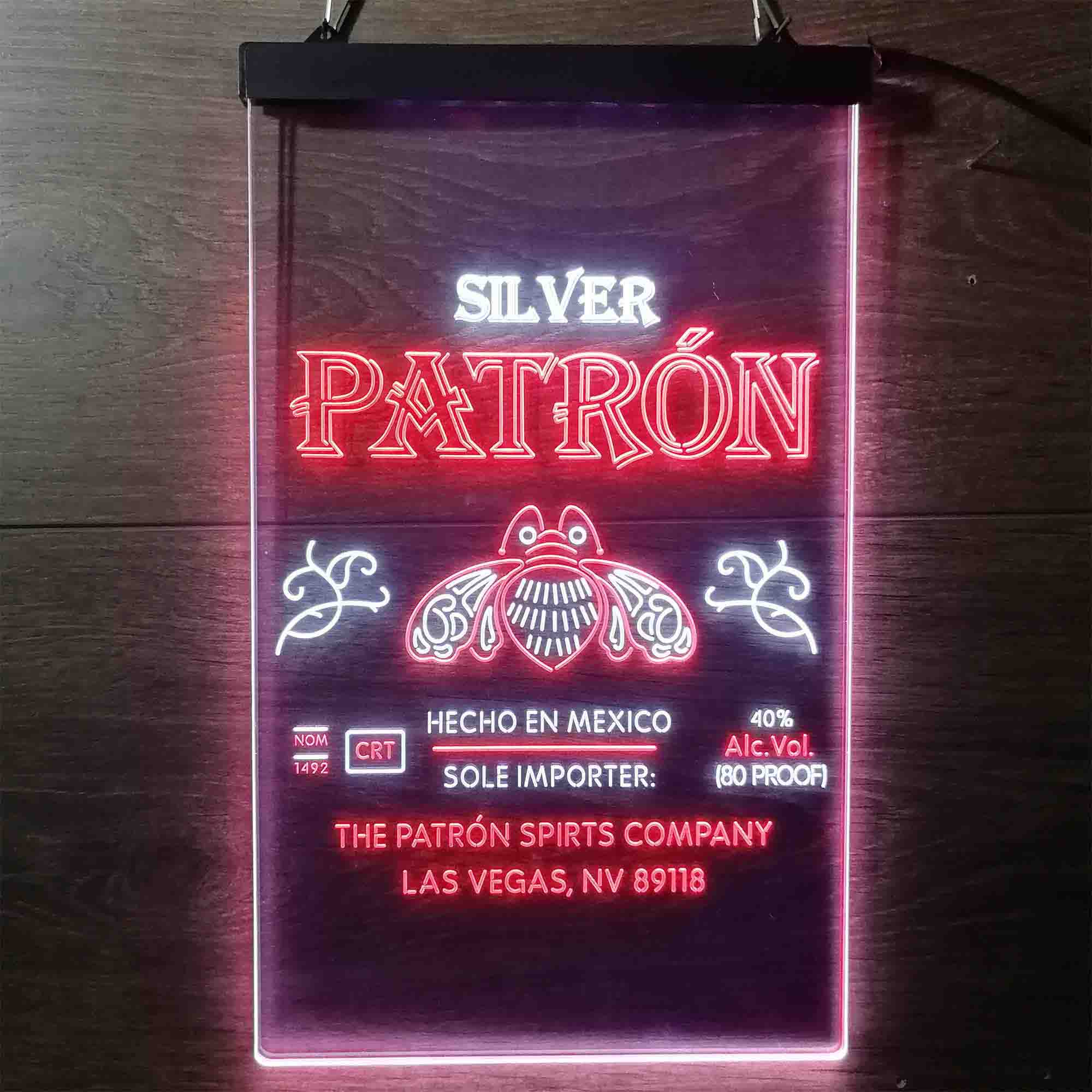 Patron Silver Tequila Wine Neon LED Sign