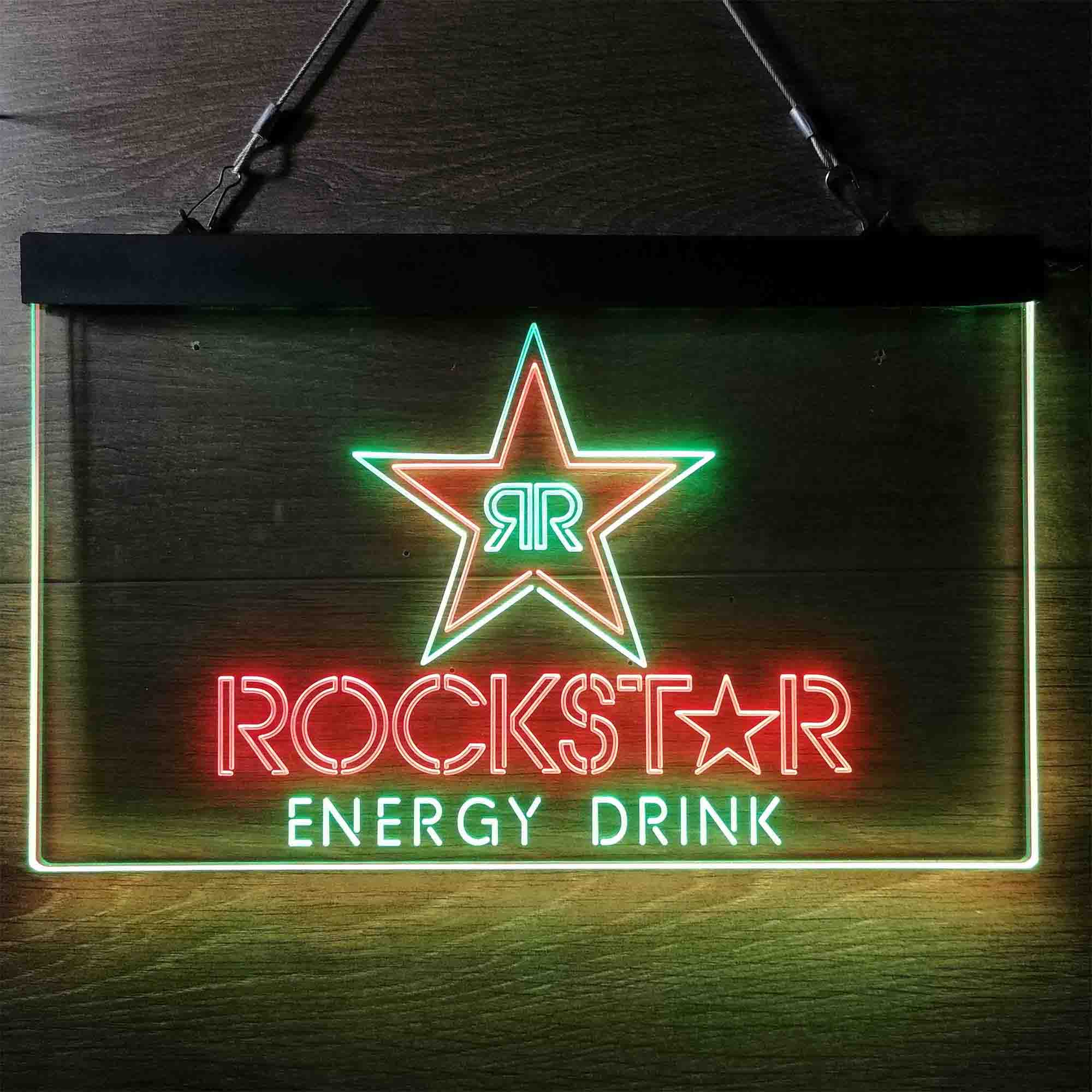 Rockstar Energy Drink Double Star Neon LED Sign