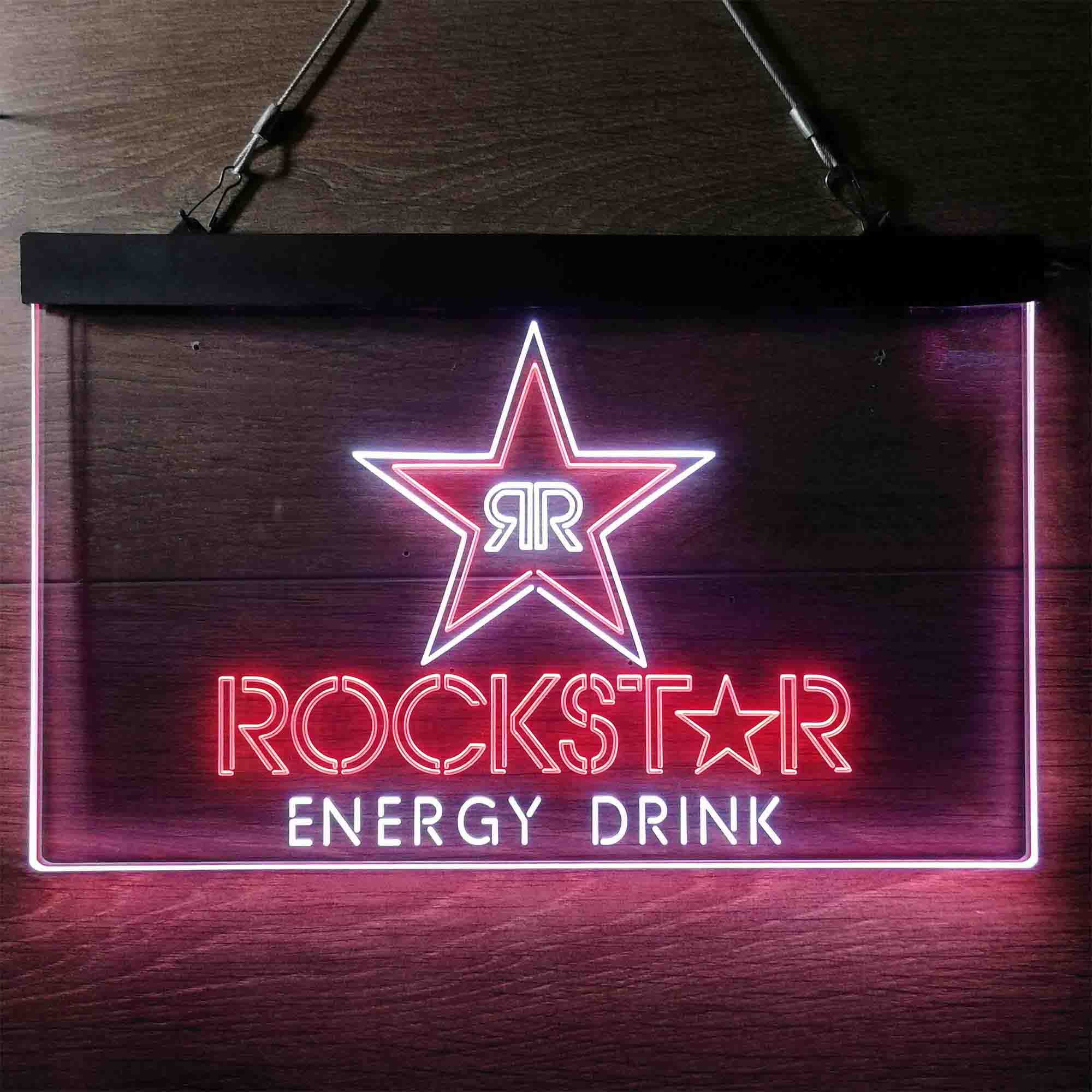 Rockstar Energy Drink Double Star Neon LED Sign