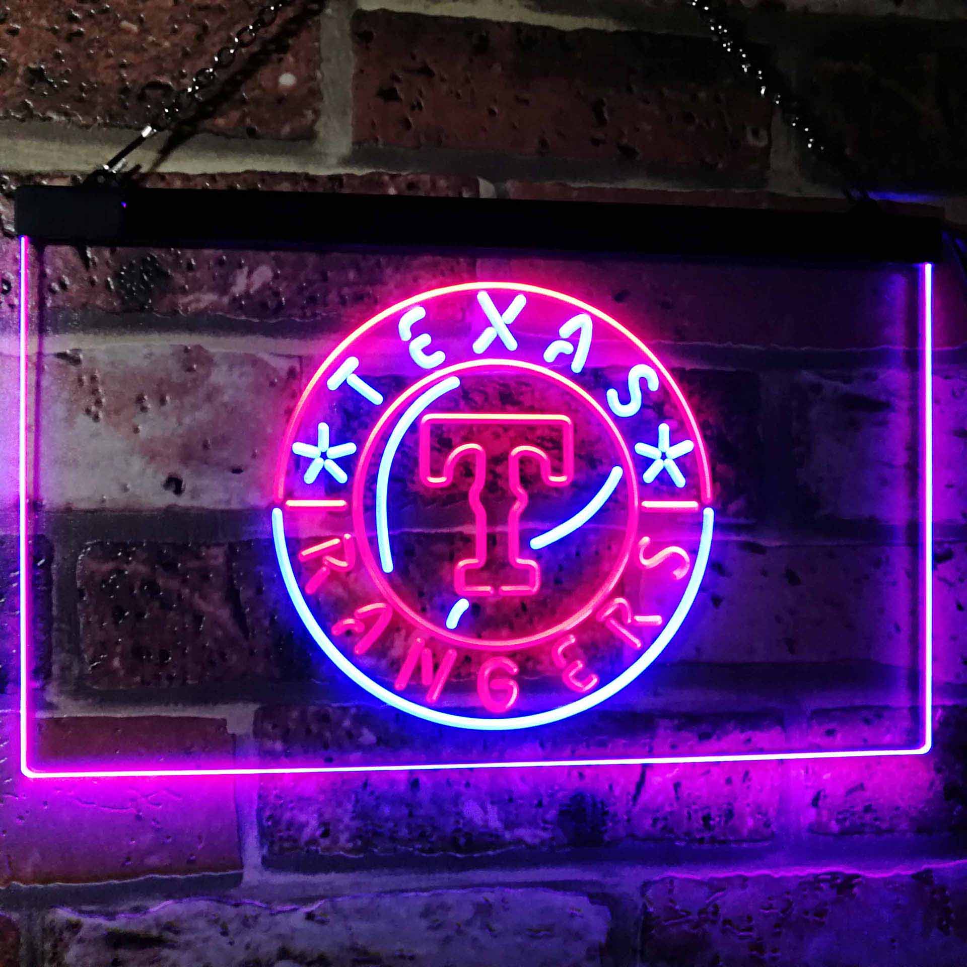 Texas Rangers Man Cave Neon Sign