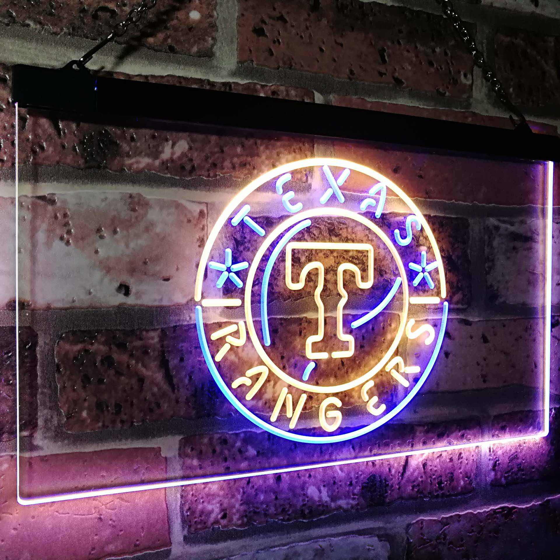 Texas Rangers Neon Light Sign - 17x17 LED Lamp With HD Printing For Game Room Or Bar Decor