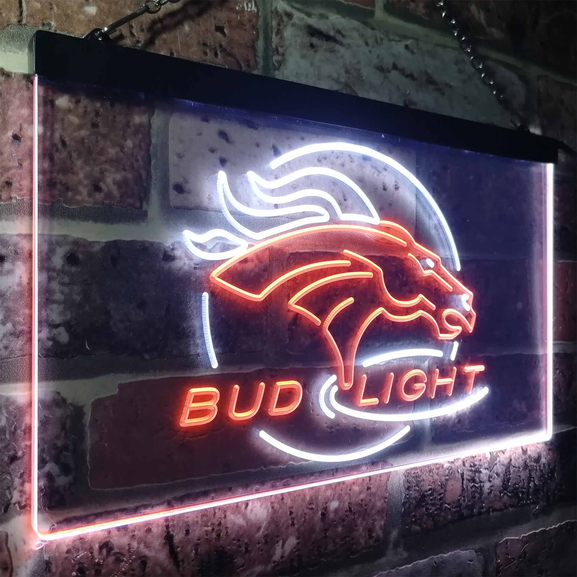 Denver Broncos Bud Light Neon Light Up Sign Wall Decor
